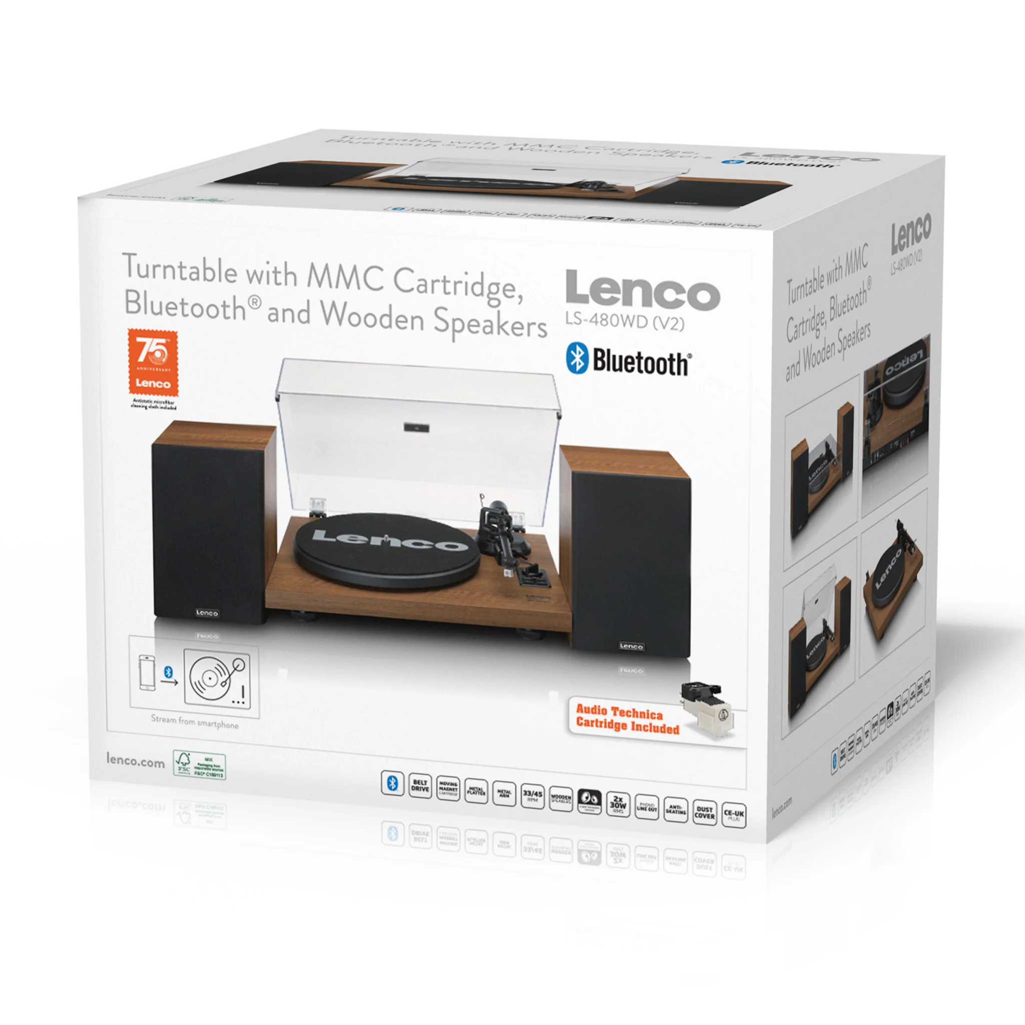 LENCO LS-480WD - Platenspeler met ingebouwde versterker en Bluetooth® plus 2 externe luidsprekers, hout - Image 11