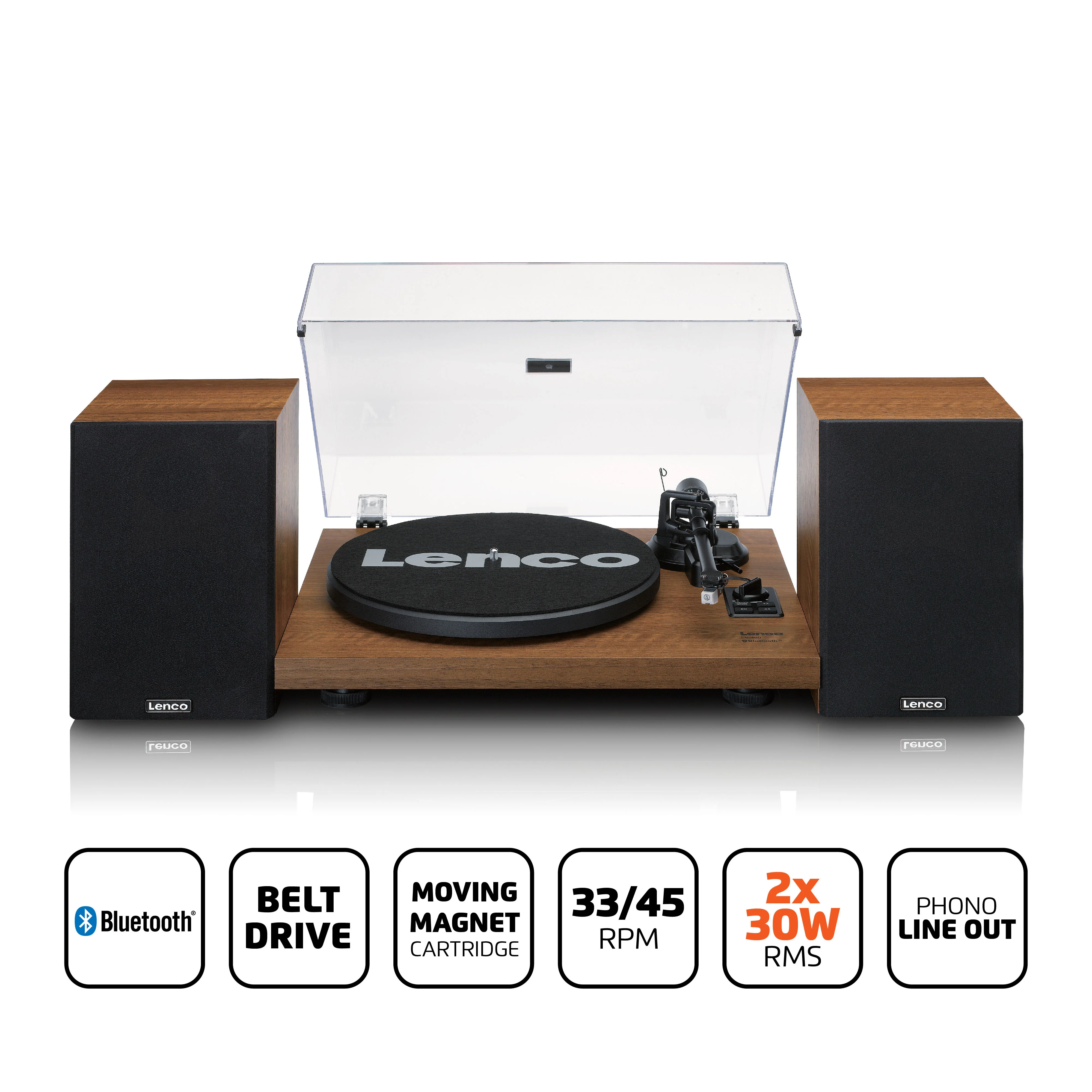 LENCO LS-480WD - Platenspeler met ingebouwde versterker en Bluetooth® plus 2 externe luidsprekers, hout - Image 7