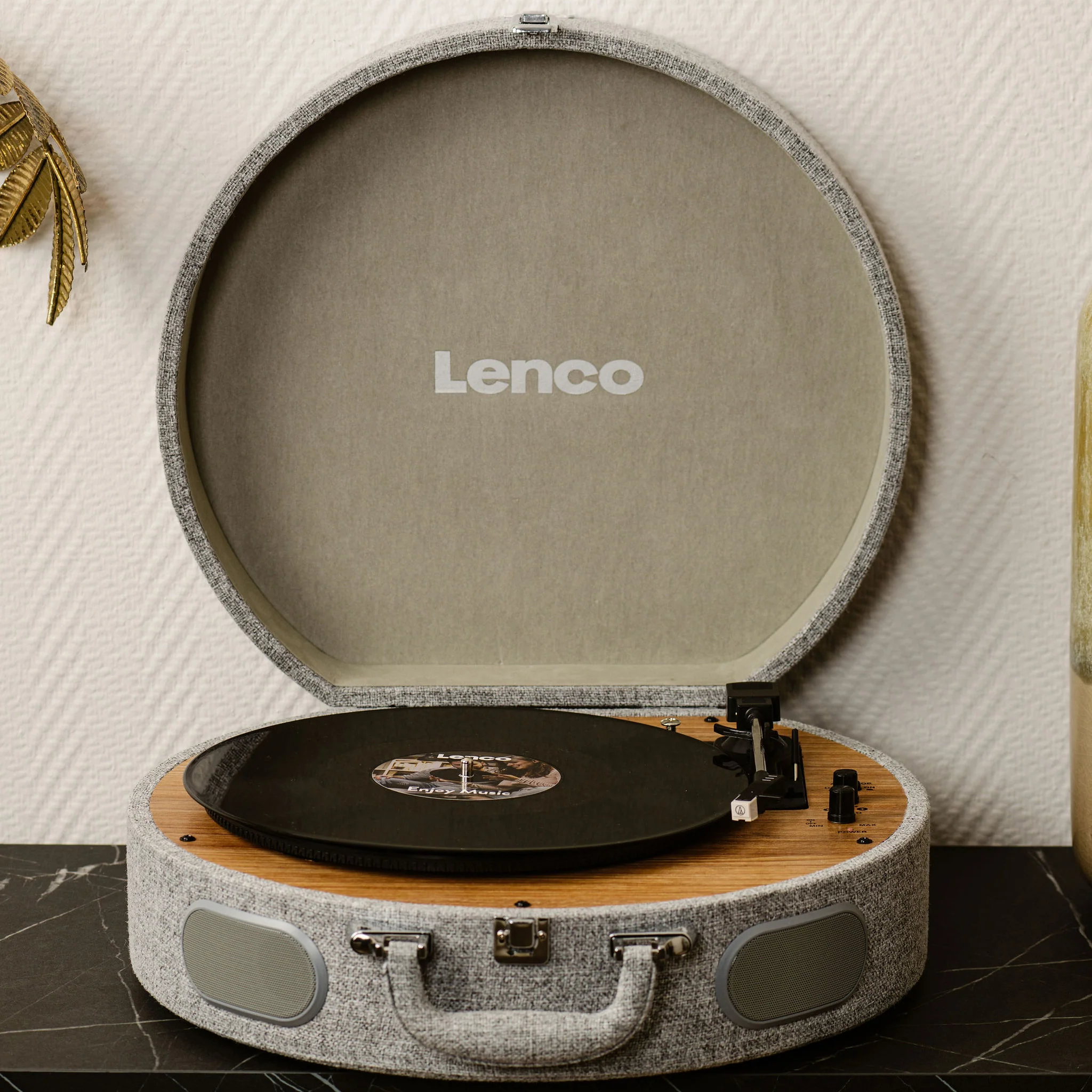 LENCO LS-66GY - Houten retro platenspeler met ingebouwde speakers, Bluetooth® en AT3600L cartridge - Grijs - Image 10