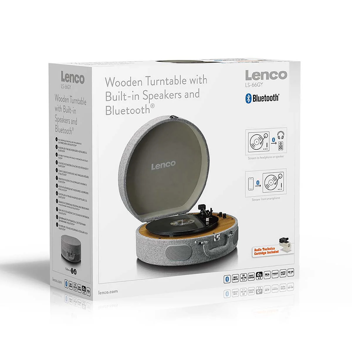 LENCO LS-66GY - Houten retro platenspeler met ingebouwde speakers, Bluetooth® en AT3600L cartridge - Grijs - Image 13