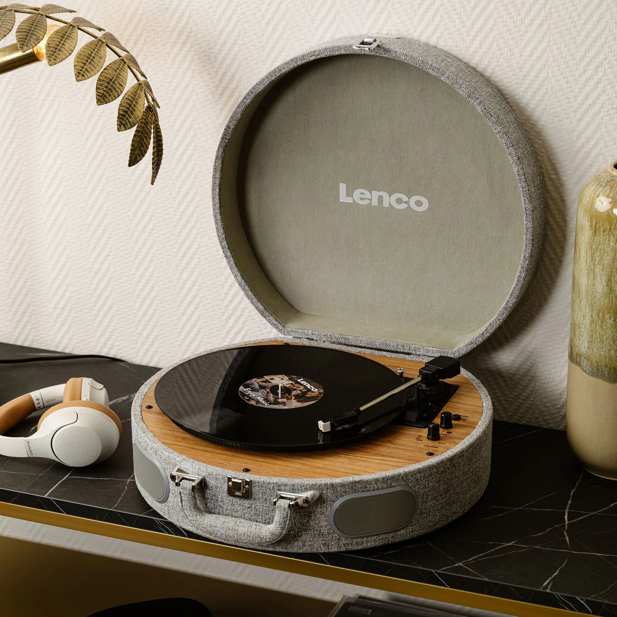 LENCO LS-66GY - Houten retro platenspeler met ingebouwde speakers, Bluetooth® en AT3600L cartridge - Grijs - Image 14