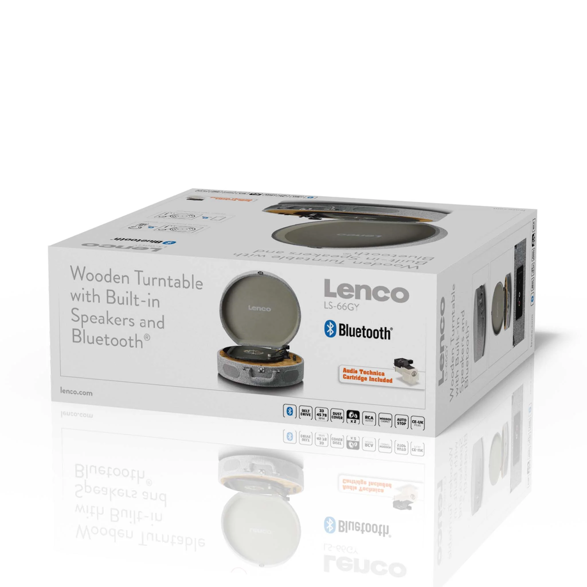 LENCO LS-66GY - Houten retro platenspeler met ingebouwde speakers, Bluetooth® en AT3600L cartridge - Grijs - Image 6