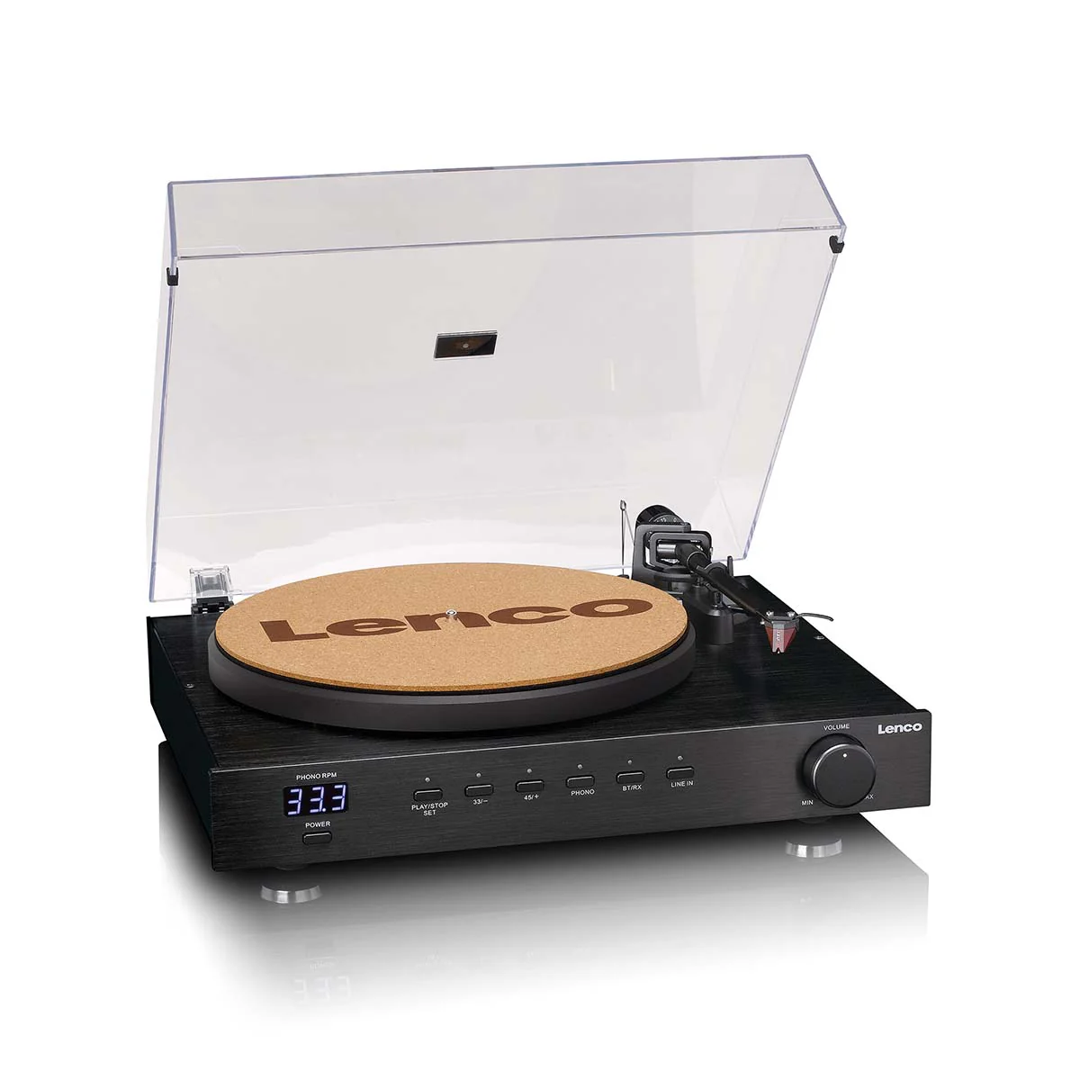 LENCO LS-700BK - High power HiFi platenspeler met speakers, Bluetooth® en Ortofon 2M Red - Ingebouwde stereo versterker met 2 x 100W RMS uitgangsvermogen - Zwart - Image 11