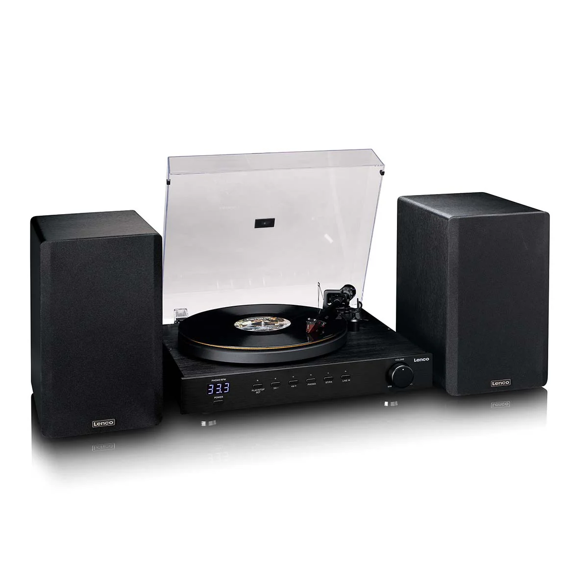 LENCO LS-700BK - High power HiFi platenspeler met speakers, Bluetooth® en Ortofon 2M Red - Ingebouwde stereo versterker met 2 x 100W RMS uitgangsvermogen - Zwart - Image 12