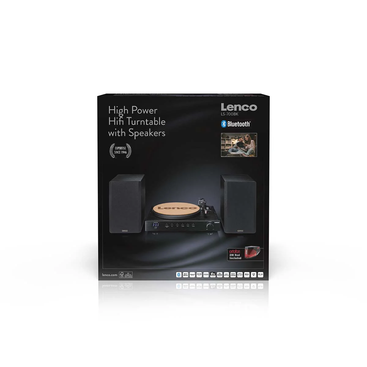 LENCO LS-700BK - High power HiFi platenspeler met speakers, Bluetooth® en Ortofon 2M Red - Ingebouwde stereo versterker met 2 x 100W RMS uitgangsvermogen - Zwart - Image 19