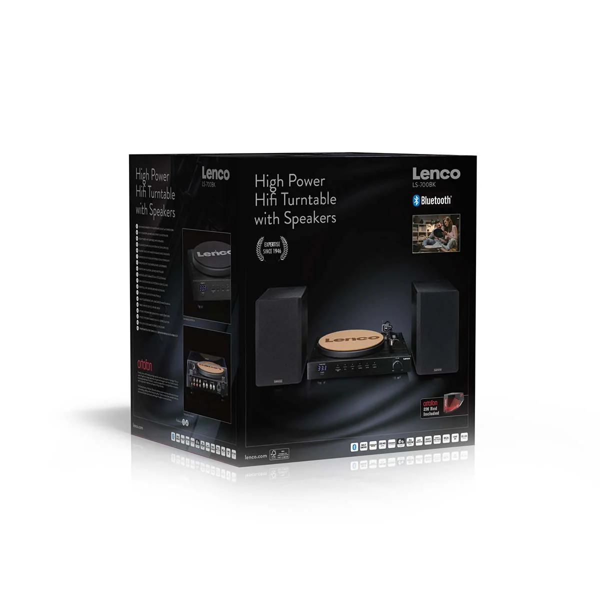 LENCO LS-700BK - High power HiFi platenspeler met speakers, Bluetooth® en Ortofon 2M Red - Ingebouwde stereo versterker met 2 x 100W RMS uitgangsvermogen - Zwart - Image 21