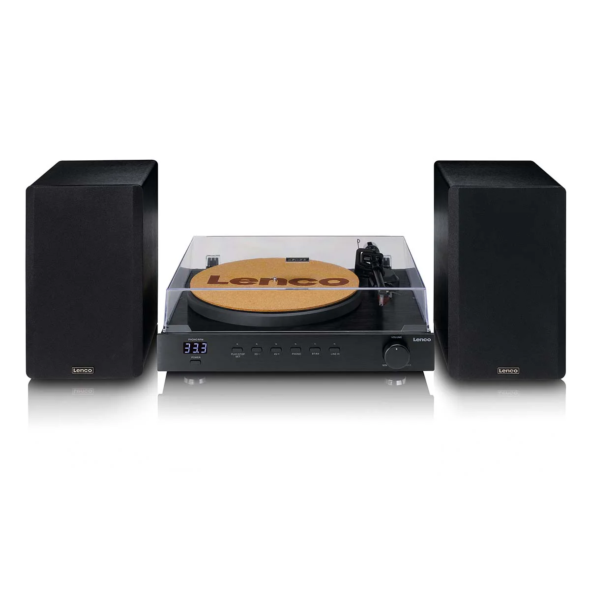 LENCO LS-700BK - High power HiFi platenspeler met speakers, Bluetooth® en Ortofon 2M Red - Ingebouwde stereo versterker met 2 x 100W RMS uitgangsvermogen - Zwart - Image 3