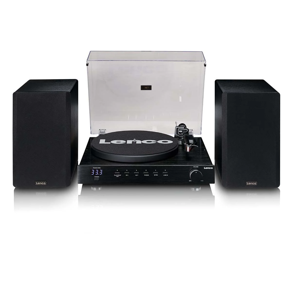 LENCO LS-700BK - High power HiFi platenspeler met speakers, Bluetooth® en Ortofon 2M Red - Ingebouwde stereo versterker met 2 x 100W RMS uitgangsvermogen - Zwart - Image 6