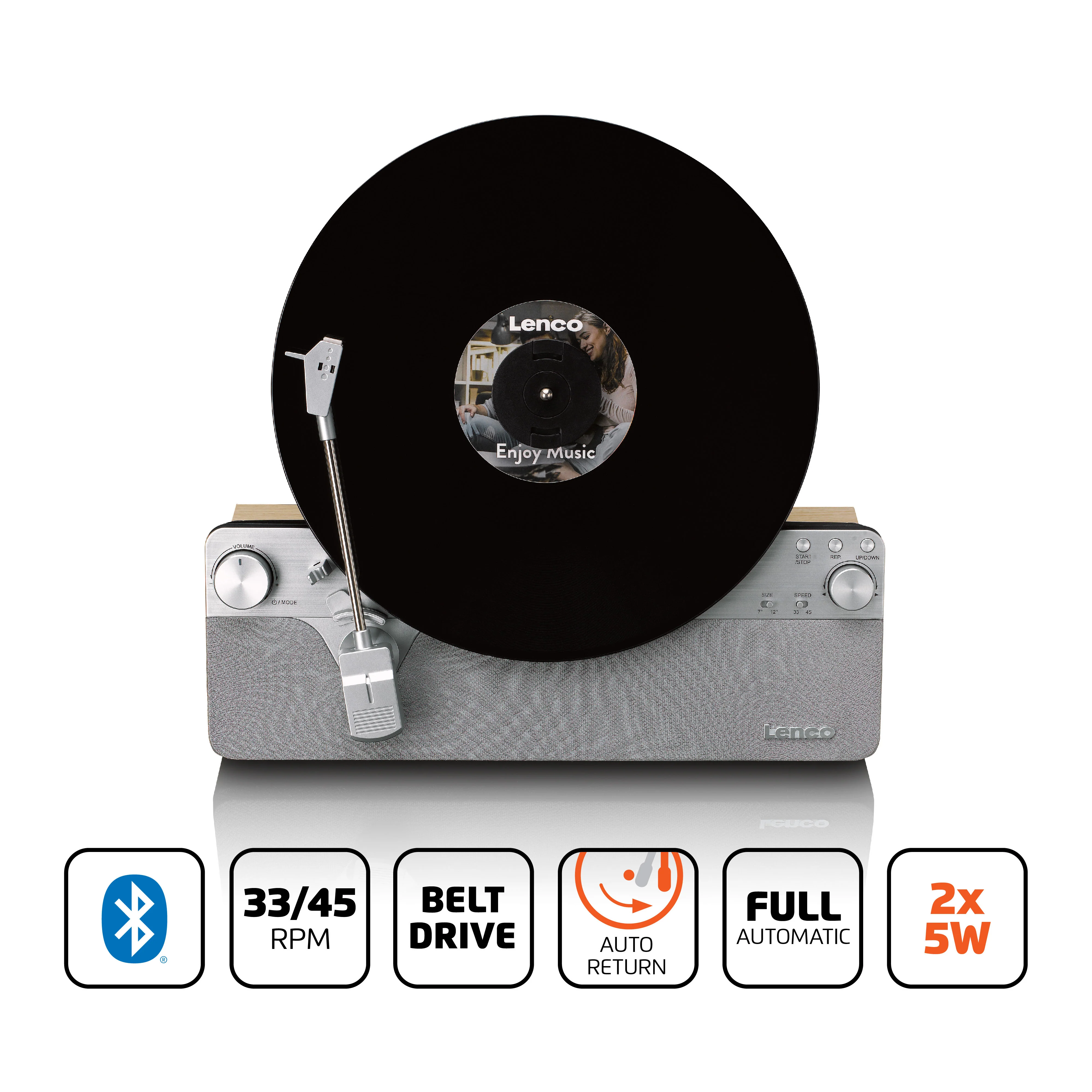 LENCO LSA-071SI - Volautomatische verticale platenspeler met ingebouwde luidsprekers en Bluetooth® - Zilver - Image 12