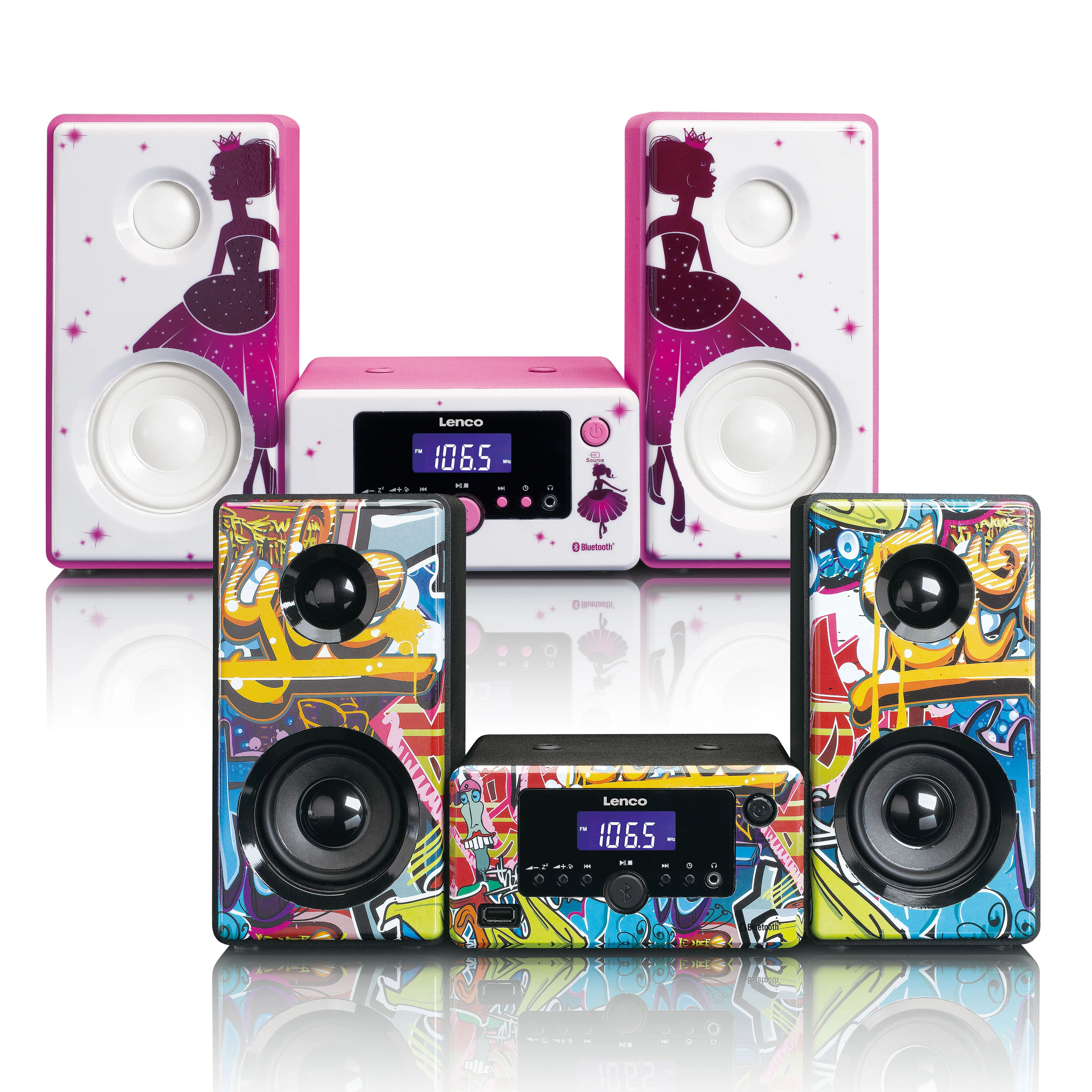 LENCO MC-020 Princess - Micro-set met FM Radio, Bluetooth®, USB en AUX ingang - Princes - Image 3