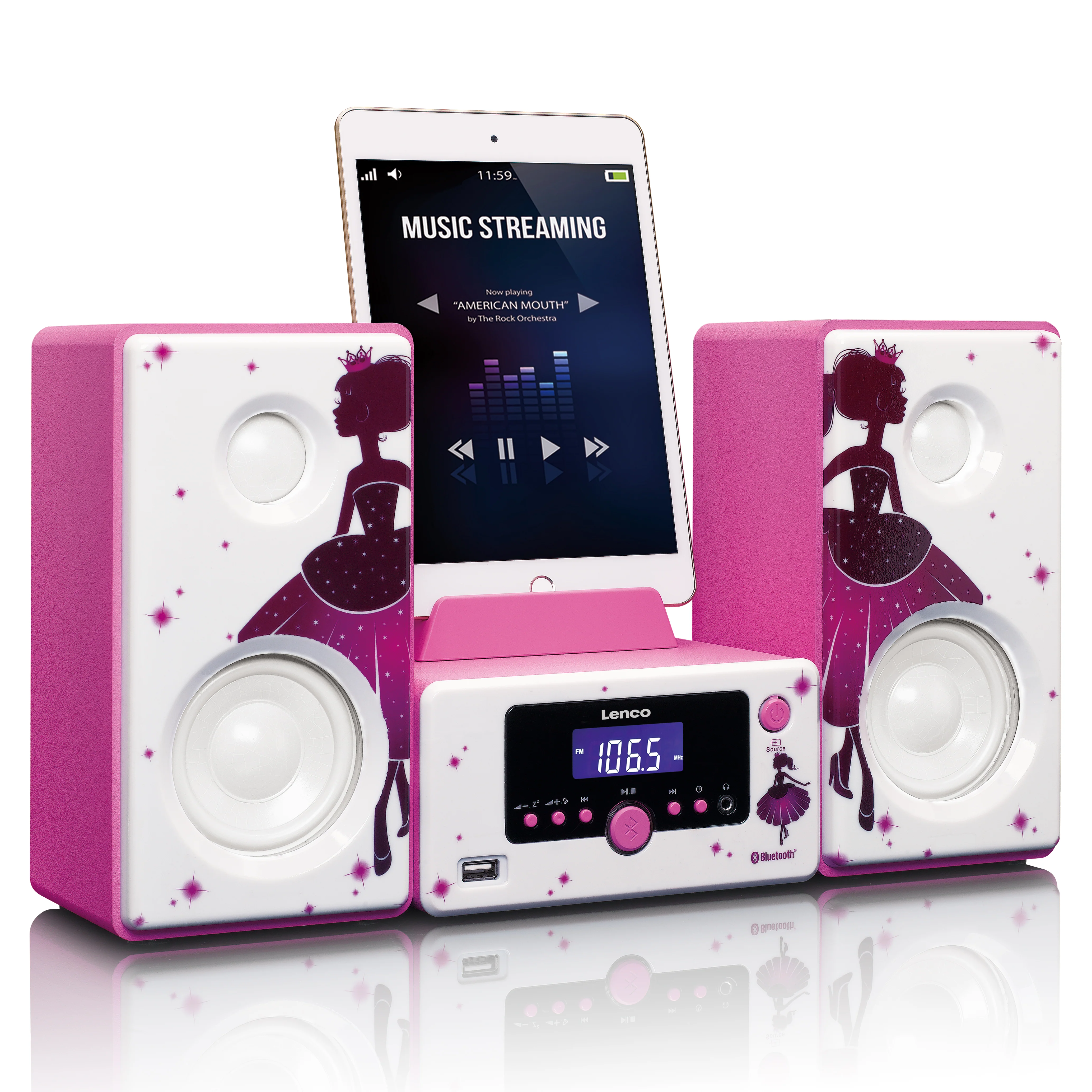 LENCO MC-020 Princess - Micro-set met FM Radio, Bluetooth®, USB en AUX ingang - Princes - Image 5