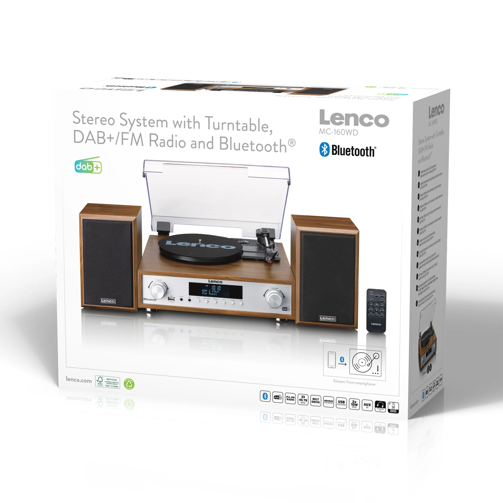 LENCO MC-160WD - HiFi Stereo set met platenspeler, DAB+/FM-radio en Bluetooth® - Hout - Image 12