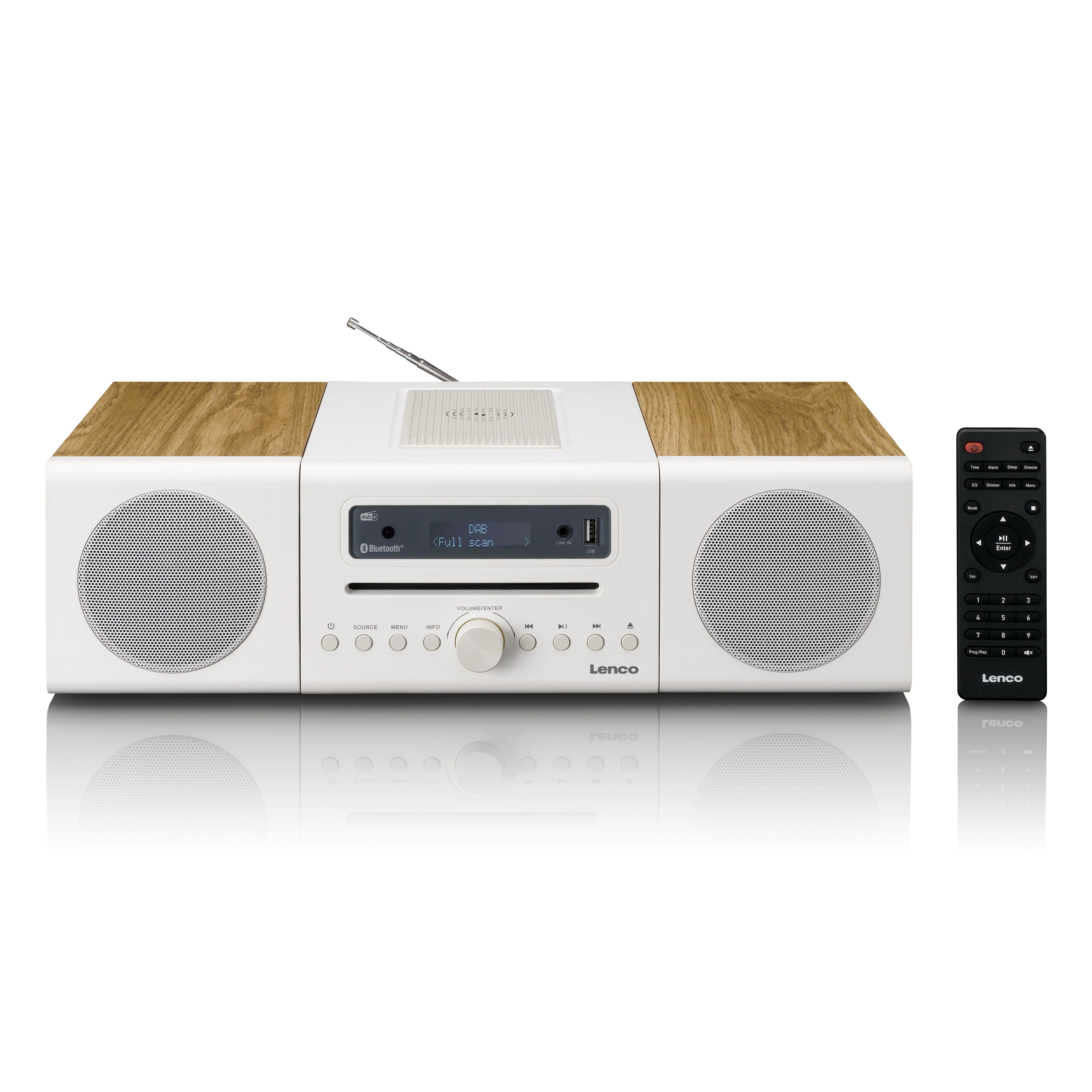 LENCO MC-375WHWD - HiFi Stereo set met DAB+/FM radio, Bluetooth®, CD-speler en draadloos oplaadstation - Wit/Houtkleurig - Image 10