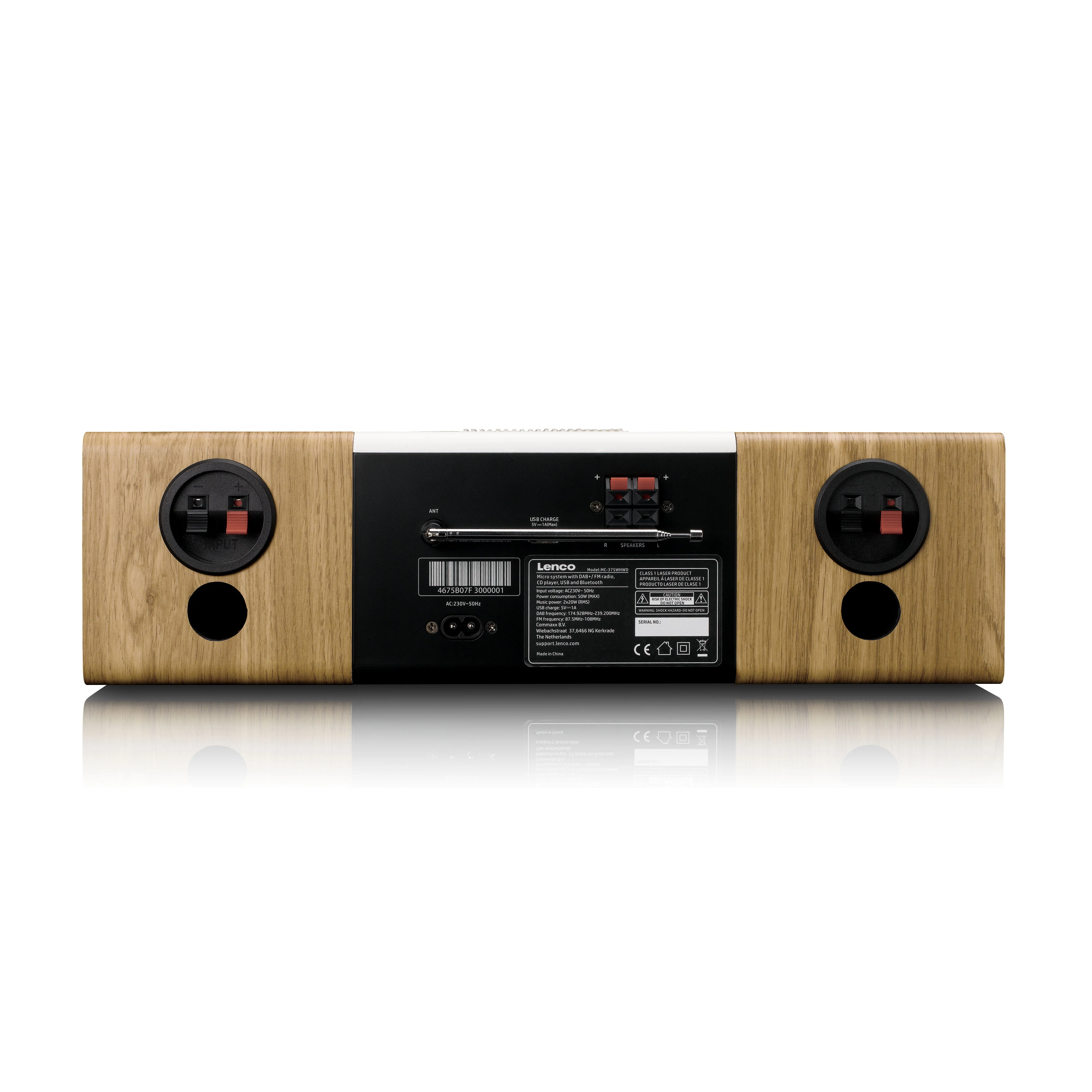 LENCO MC-375WHWD - HiFi Stereo set met DAB+/FM radio, Bluetooth®, CD-speler en draadloos oplaadstation - Wit/Houtkleurig - Image 6