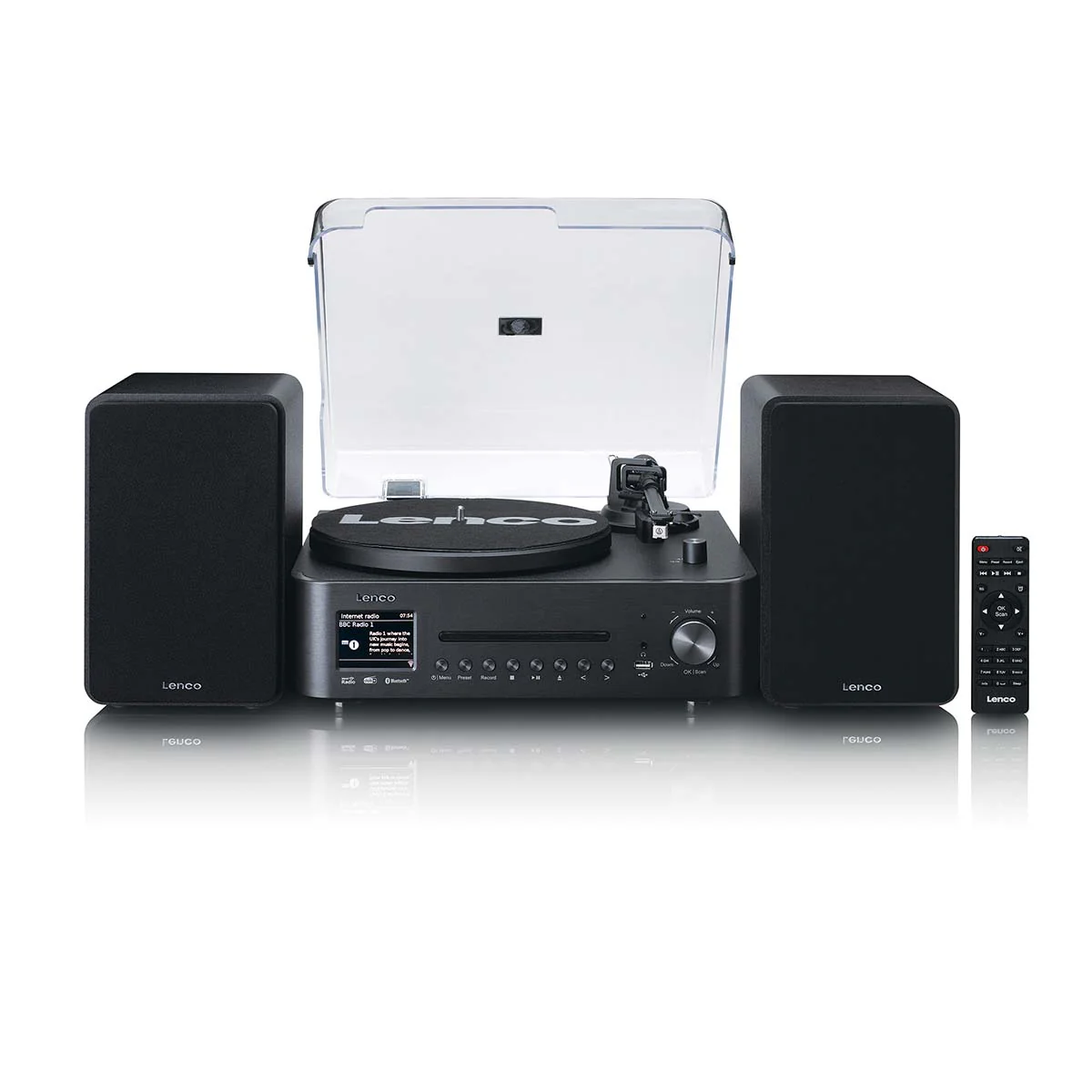 LENCO MC-760BK - Hifi Stereoset met platenspeler en speakers - Internet radio, DAB+, FM, Bluetooth®, CD/MP3-speler - Zwart - Image 2