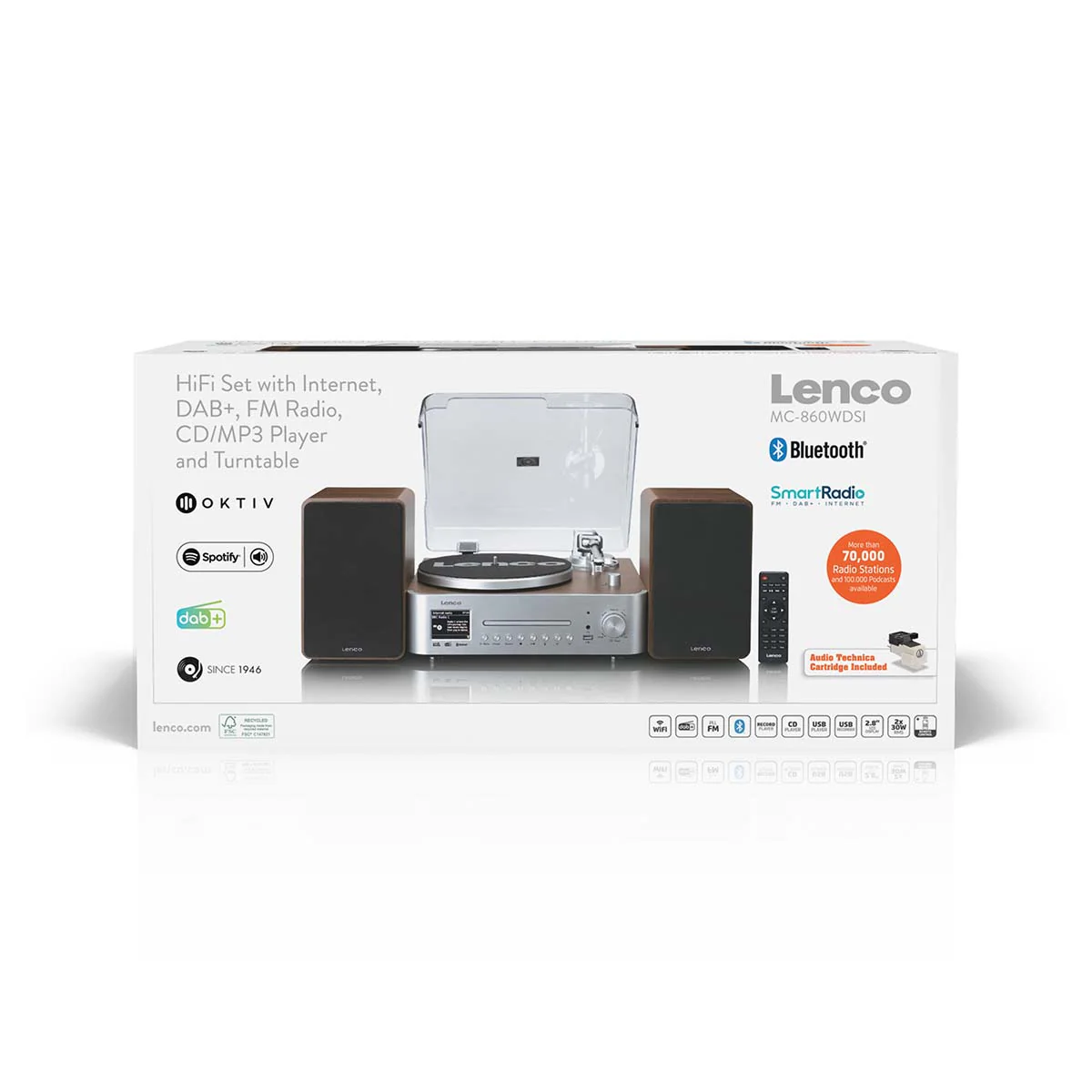 LENCO MC-860WDSI - Hifi Stereoset met platenspeler en speakers - Internet radio, DAB+, FM, Bluetooth®, CD/MP3-speler - Hout/zilver - Image 11