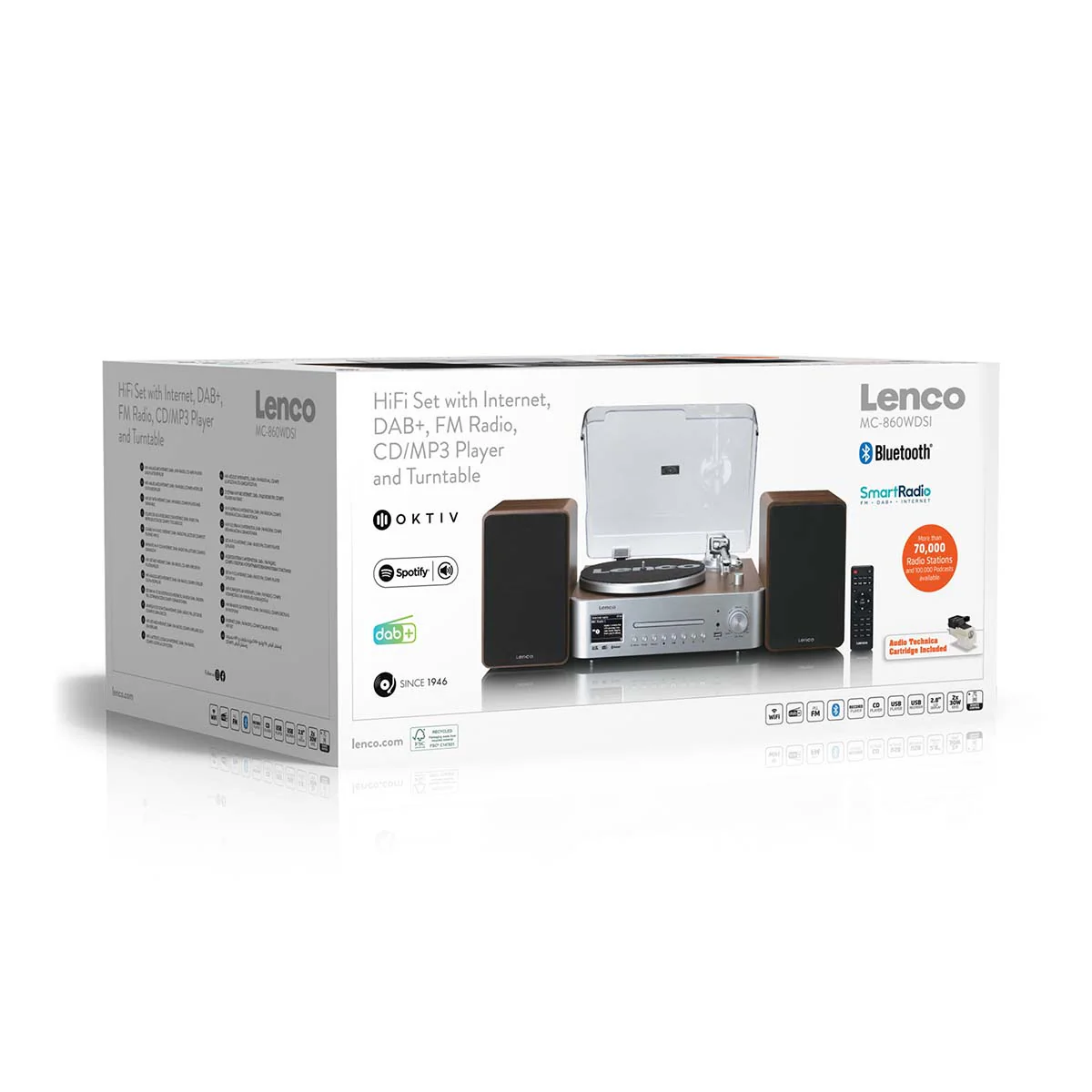 LENCO MC-860WDSI - Hifi Stereoset met platenspeler en speakers - Internet radio, DAB+, FM, Bluetooth®, CD/MP3-speler - Hout/zilver - Image 13