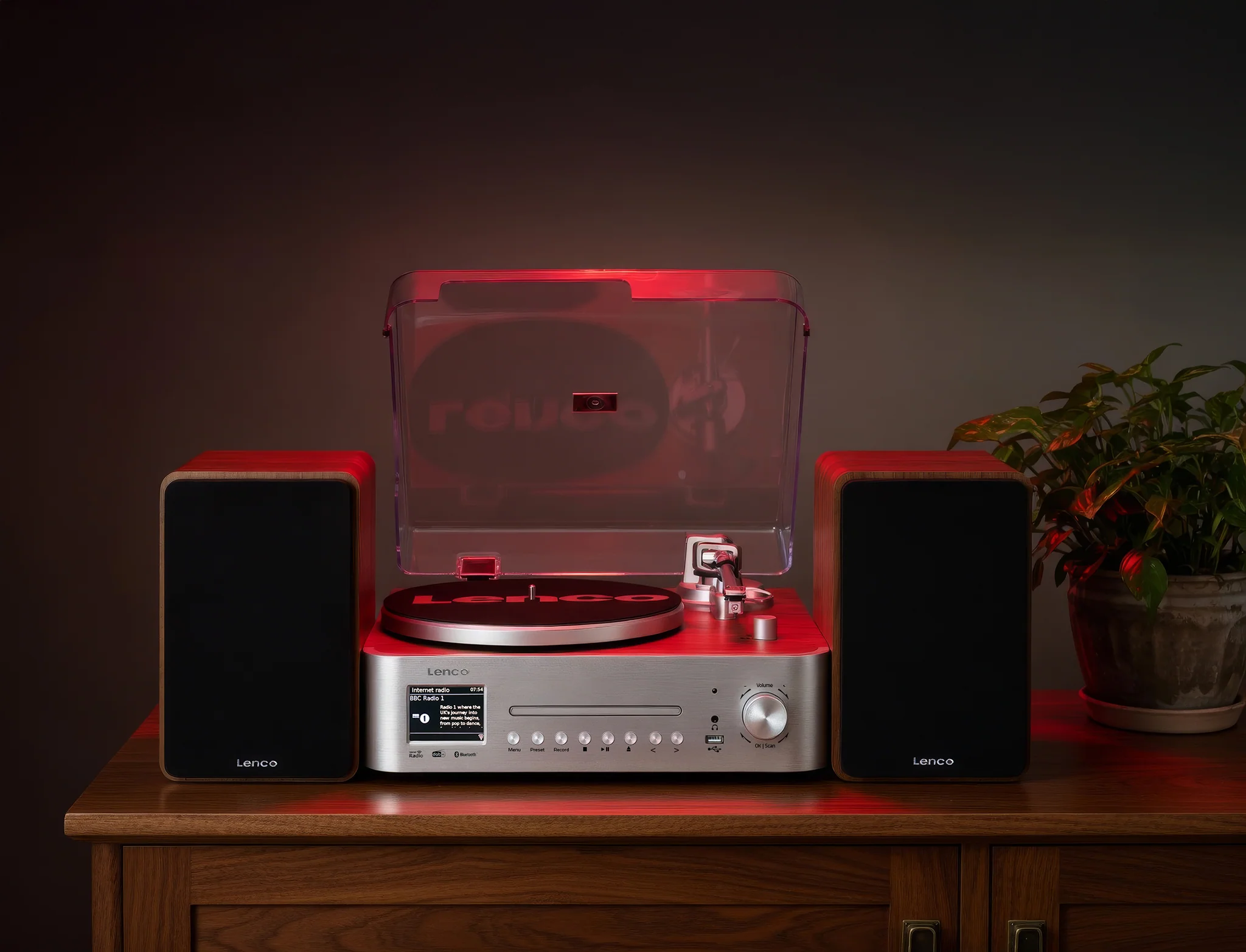 LENCO MC-860WDSI - Hifi Stereoset met platenspeler en speakers - Internet radio, DAB+, FM, Bluetooth®, CD/MP3-speler - Hout/zilver - Image 14