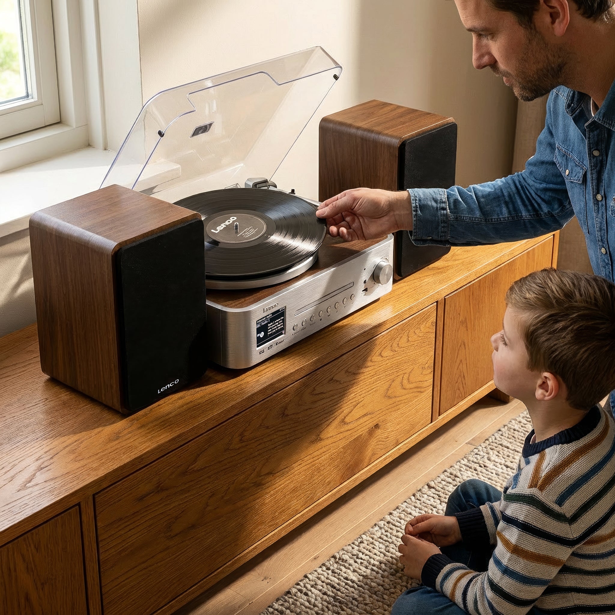 LENCO MC-860WDSI - Hifi Stereoset met platenspeler en speakers - Internet radio, DAB+, FM, Bluetooth®, CD/MP3-speler - Hout/zilver - Image 17