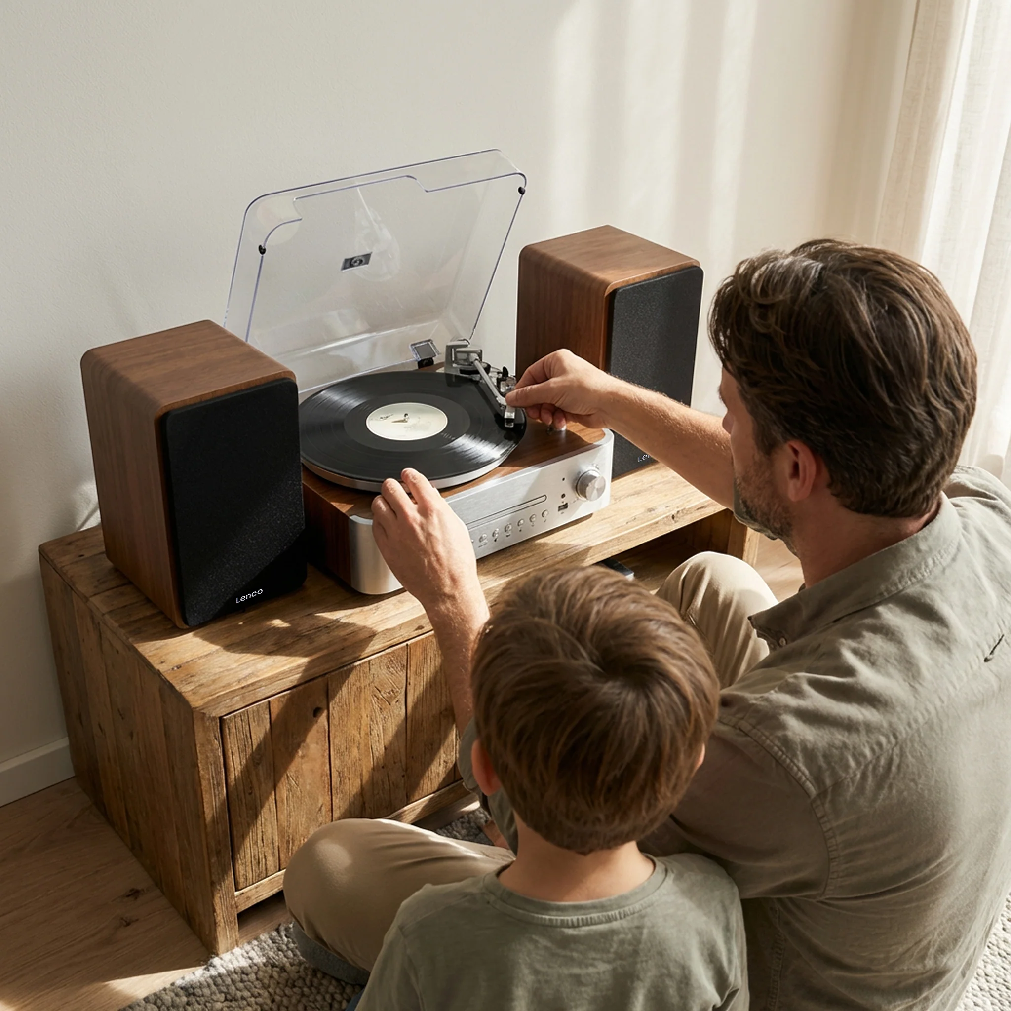 LENCO MC-860WDSI - Hifi Stereoset met platenspeler en speakers - Internet radio, DAB+, FM, Bluetooth®, CD/MP3-speler - Hout/zilver - Image 18