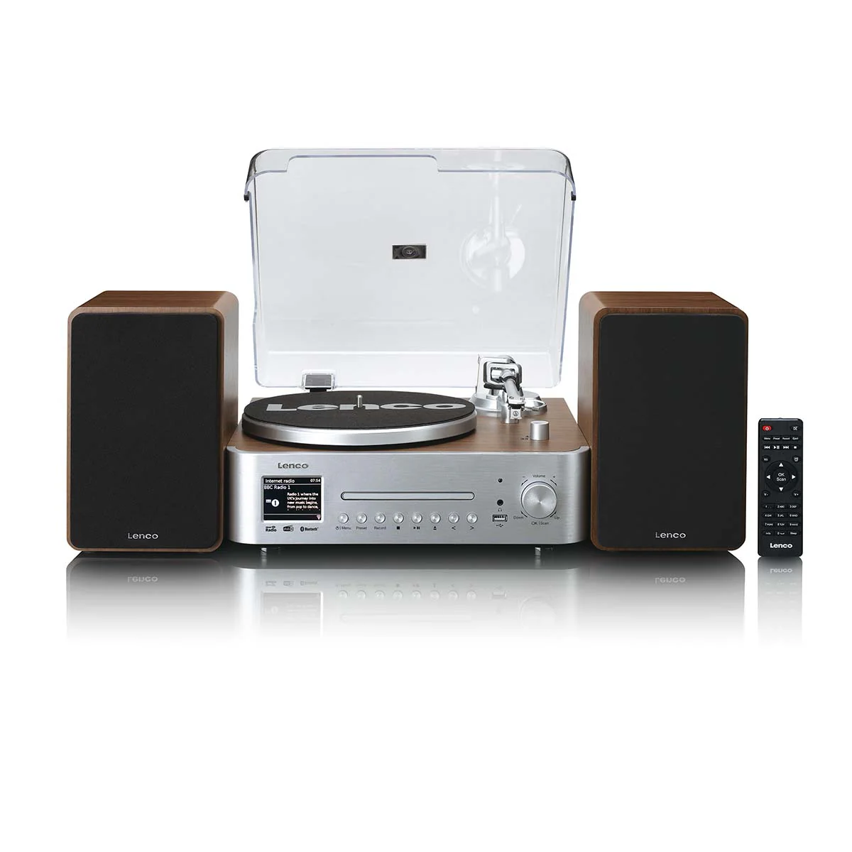 LENCO MC-860WDSI - Hifi Stereoset met platenspeler en speakers - Internet radio, DAB+, FM, Bluetooth®, CD/MP3-speler - Hout/zilver - Image 2