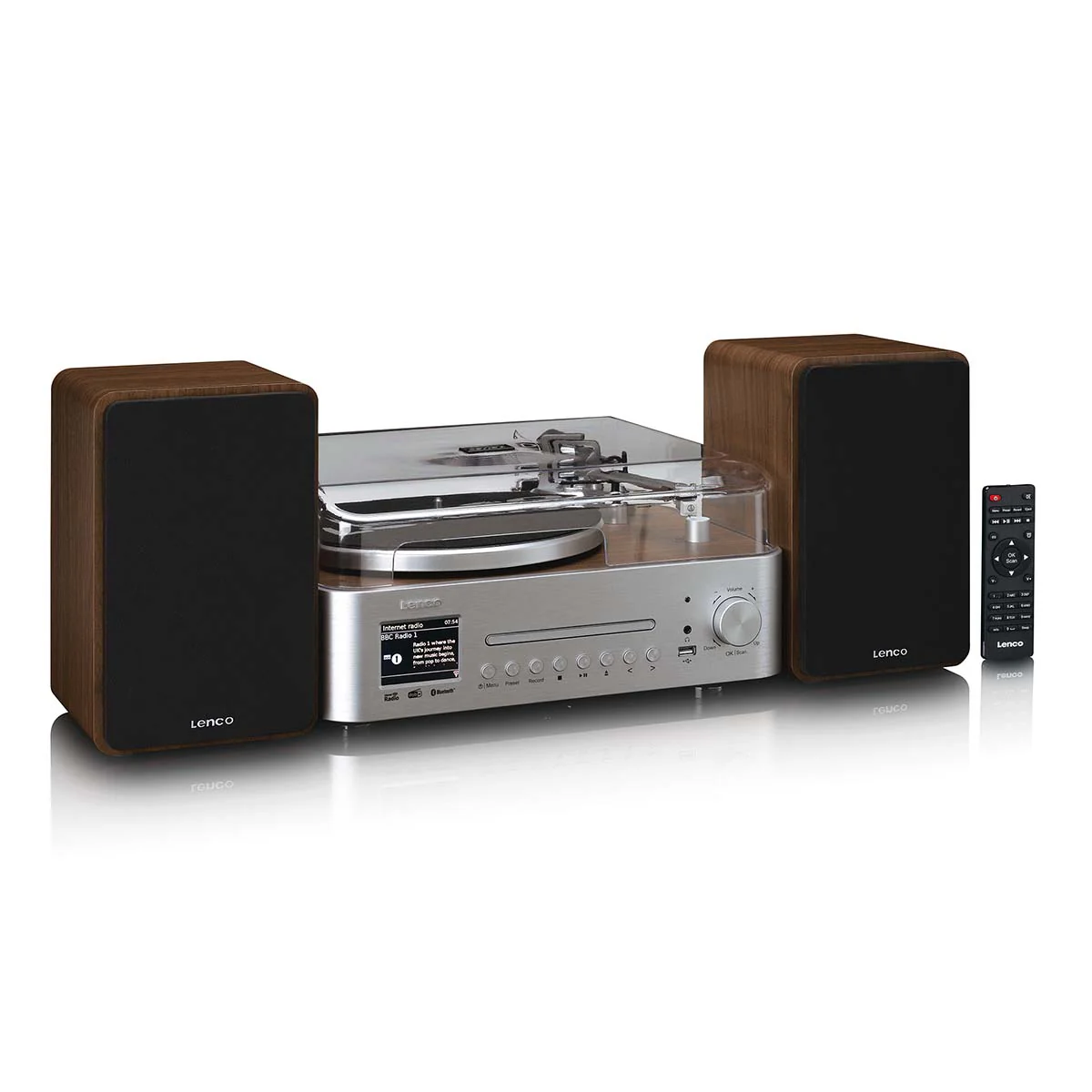 LENCO MC-860WDSI - Hifi Stereoset met platenspeler en speakers - Internet radio, DAB+, FM, Bluetooth®, CD/MP3-speler - Hout/zilver - Image 5