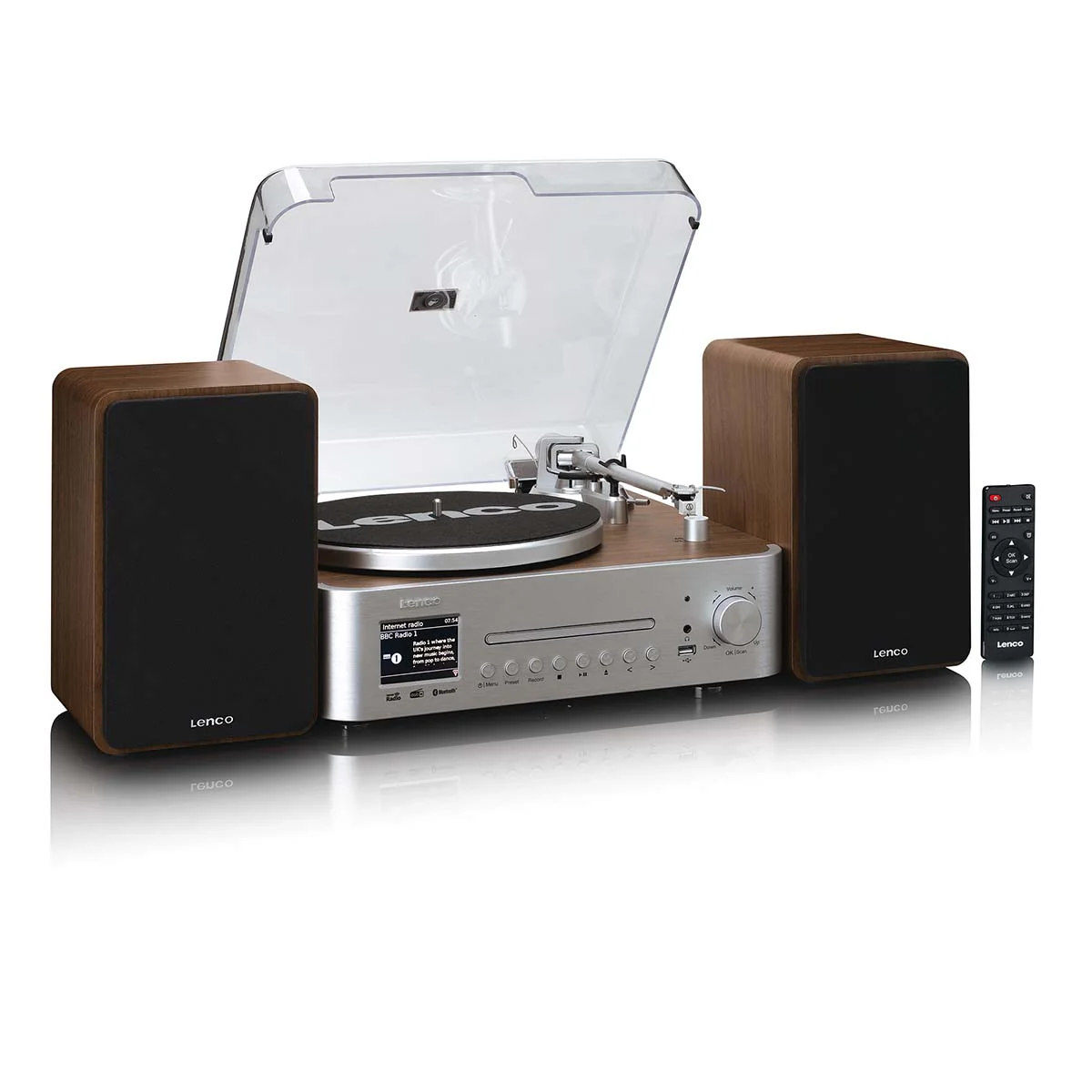 LENCO MC-860WDSI - Hifi Stereoset met platenspeler en speakers - Internet radio, DAB+, FM, Bluetooth®, CD/MP3-speler - Hout/zilver - Image 6