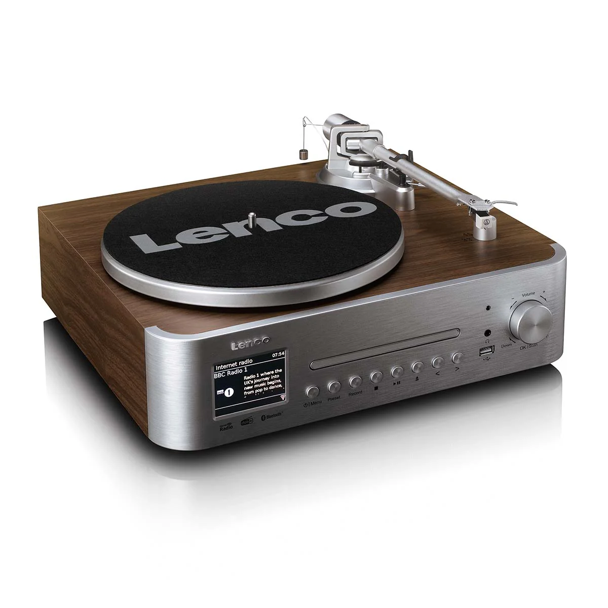 LENCO MC-860WDSI - Hifi Stereoset met platenspeler en speakers - Internet radio, DAB+, FM, Bluetooth®, CD/MP3-speler - Hout/zilver - Image 7