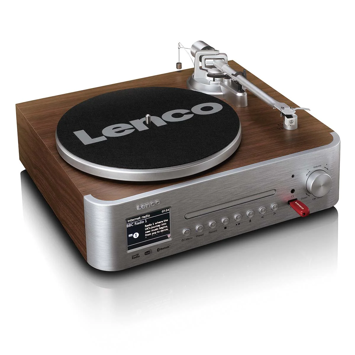 LENCO MC-860WDSI - Hifi Stereoset met platenspeler en speakers - Internet radio, DAB+, FM, Bluetooth®, CD/MP3-speler - Hout/zilver - Image 8