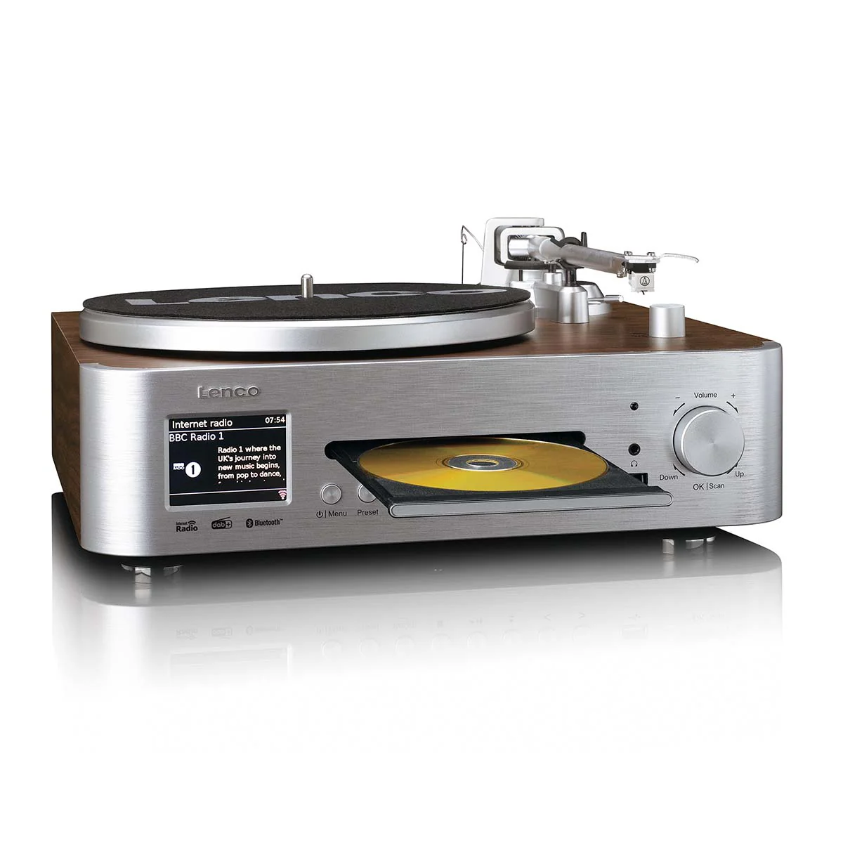LENCO MC-860WDSI - Hifi Stereoset met platenspeler en speakers - Internet radio, DAB+, FM, Bluetooth®, CD/MP3-speler - Hout/zilver - Image 9