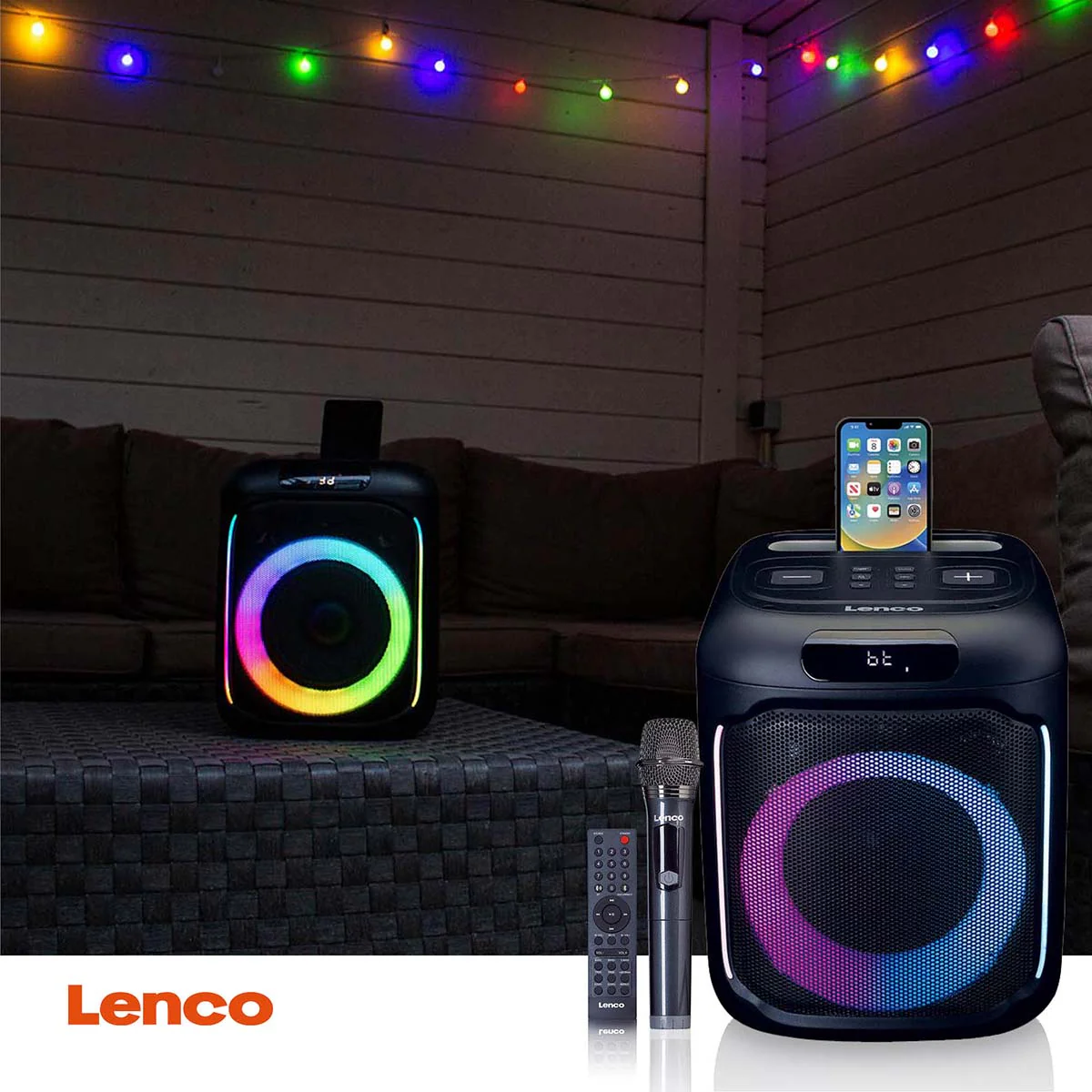 LENCO PA-101BK - Bluetooth® Party Speaker met LED-lichteffecten - 100W RMS, USB, 14 uur batterijduur - Zwart - Image 19