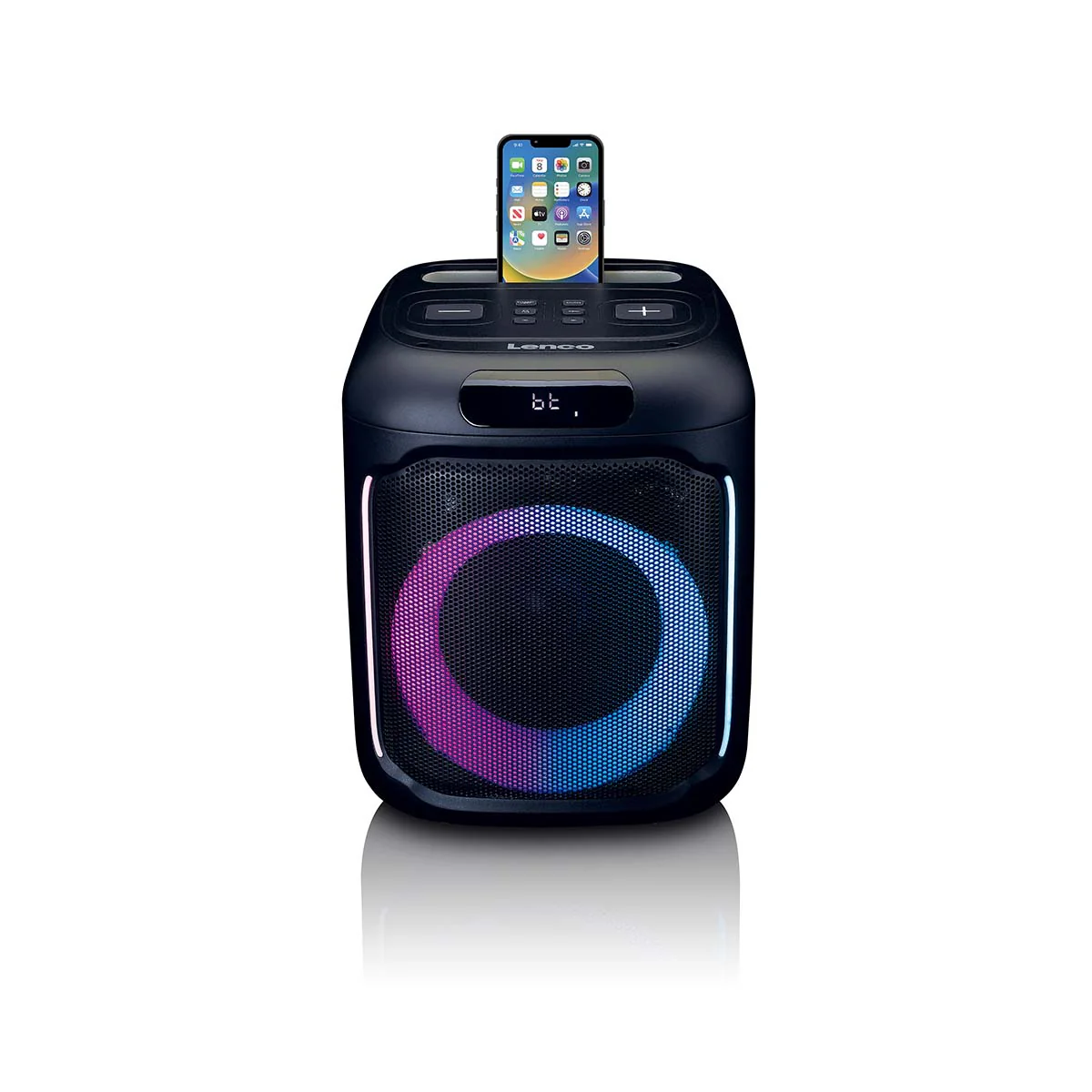 LENCO PA-101BK - Bluetooth® Party Speaker met LED-lichteffecten - 100W RMS, USB, 14 uur batterijduur - Zwart - Image 3