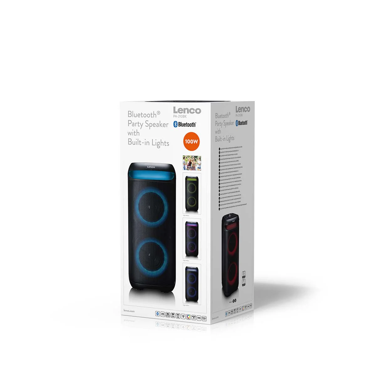LENCO PA-210BK - Bluetooth® Party Speaker met LED-lichteffecten - 100W uitgangsvermogen, TWS, USB, tot 12 uur batterijduur - Zwart - Image 18