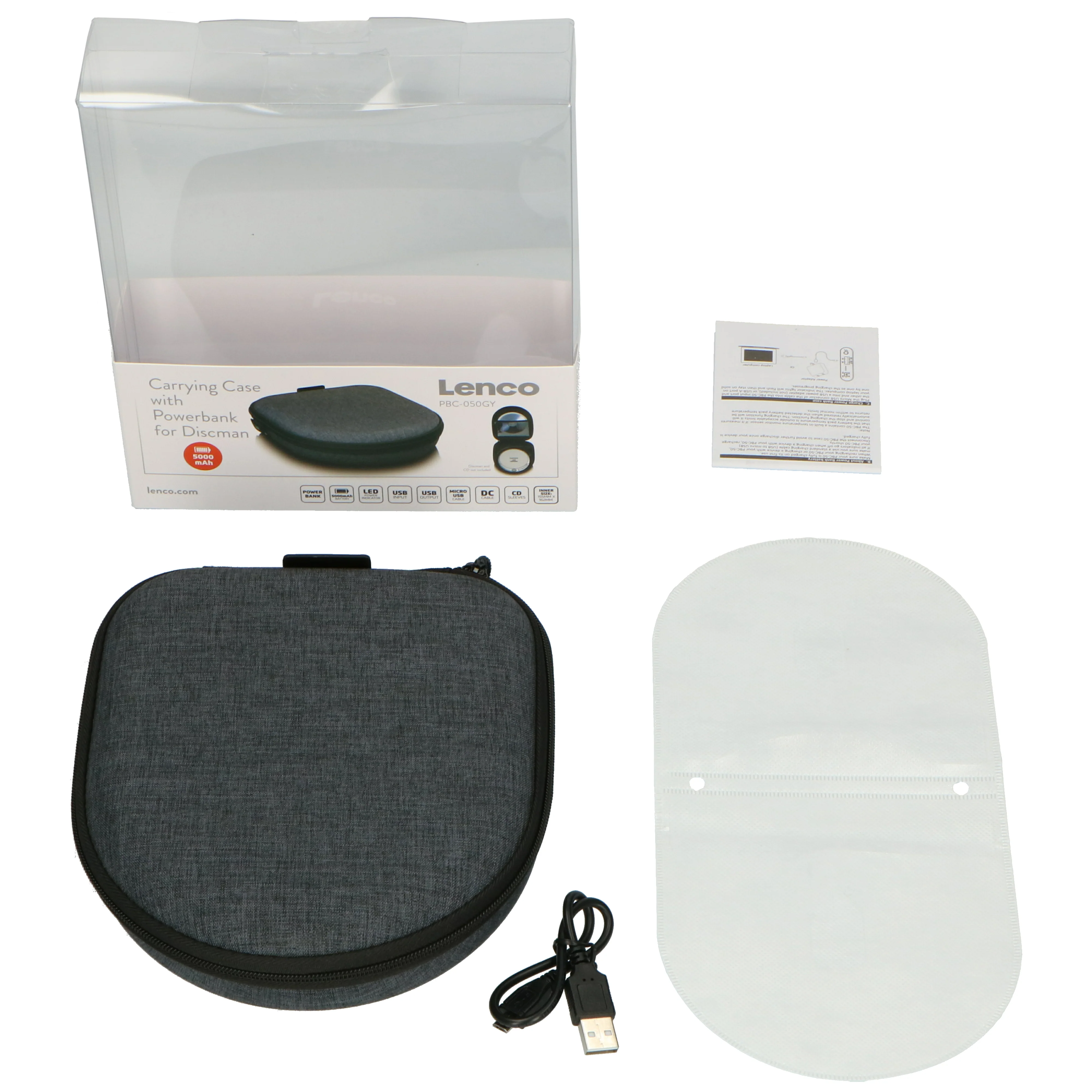 LENCO PBC-50GY - Case met ingebouwde powerbank - Grijs - Image 11