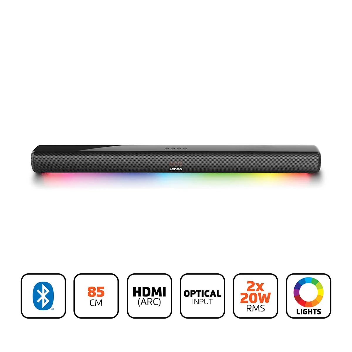 LENCO SB-042LEDBK - 85cm Bluetooth® soundbar met HDMI (ARC) en LED verlichting - Zwart - Image 11