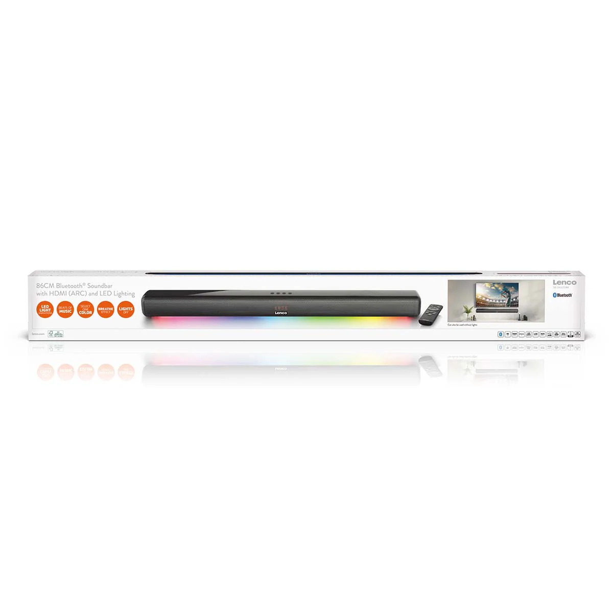 LENCO SB-042LEDBK - 85cm Bluetooth® soundbar met HDMI (ARC) en LED verlichting - Zwart - Image 13