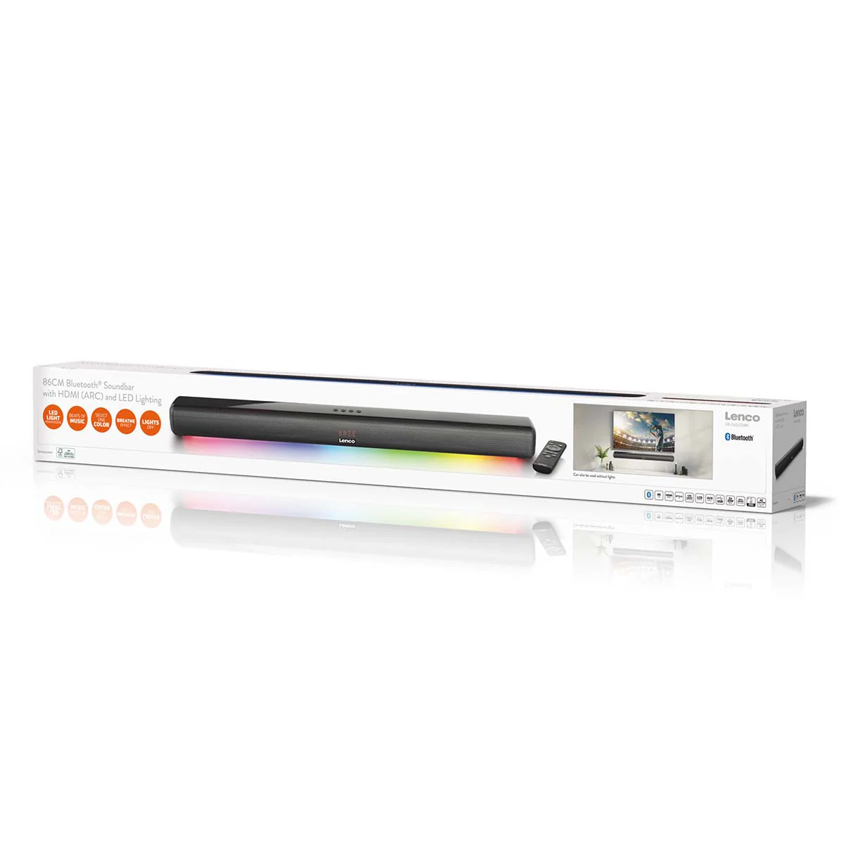 LENCO SB-042LEDBK - 85cm Bluetooth® soundbar met HDMI (ARC) en LED verlichting - Zwart - Image 14