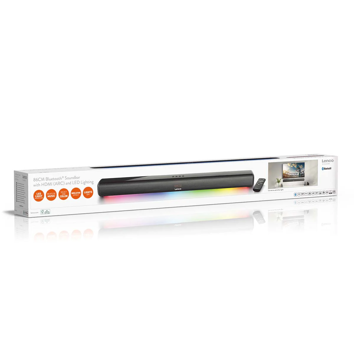 LENCO SB-042LEDBK - 85cm Bluetooth® soundbar met HDMI (ARC) en LED verlichting - Zwart - Image 15