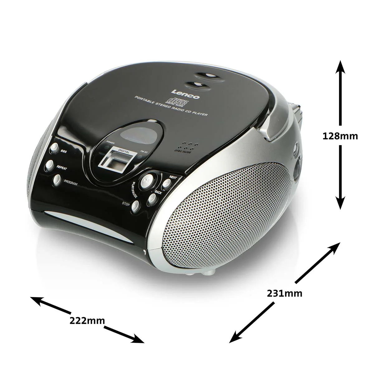 LENCO SCD-24 Black/Silver - Draagbare stereo FM radio met CD-speler - Zwart/zilver - Image 14