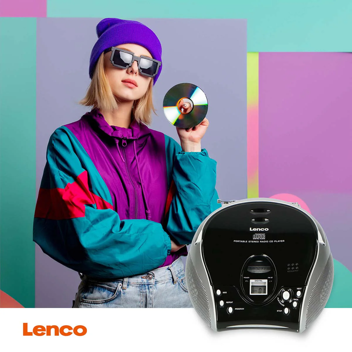 LENCO SCD-24 Black/Silver - Draagbare stereo FM radio met CD-speler - Zwart/zilver - Image 15