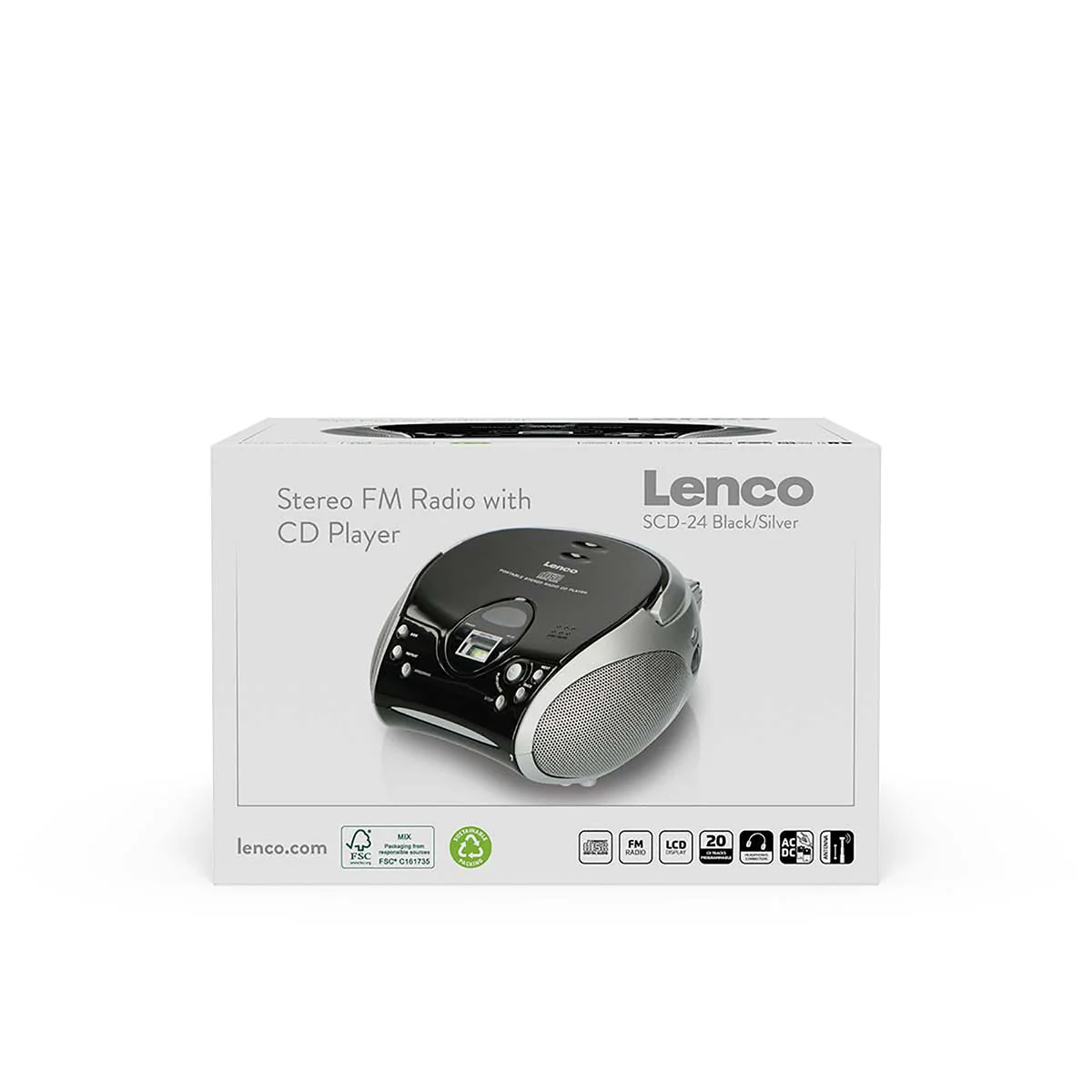 LENCO SCD-24 Black/Silver - Draagbare stereo FM radio met CD-speler - Zwart/zilver - Image 16