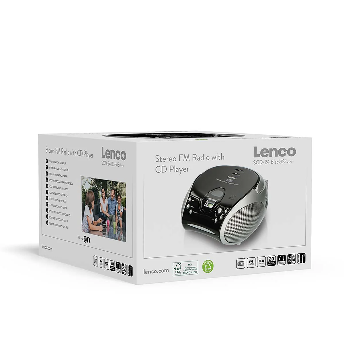 LENCO SCD-24 Black/Silver - Draagbare stereo FM radio met CD-speler - Zwart/zilver - Image 17