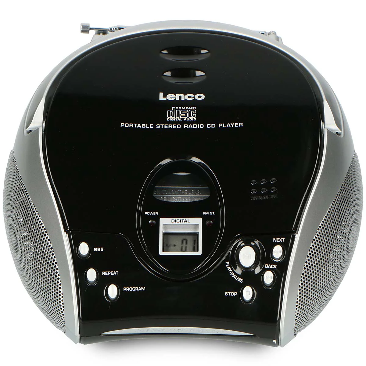 LENCO SCD-24 Black/Silver - Draagbare stereo FM radio met CD-speler - Zwart/zilver - Image 3
