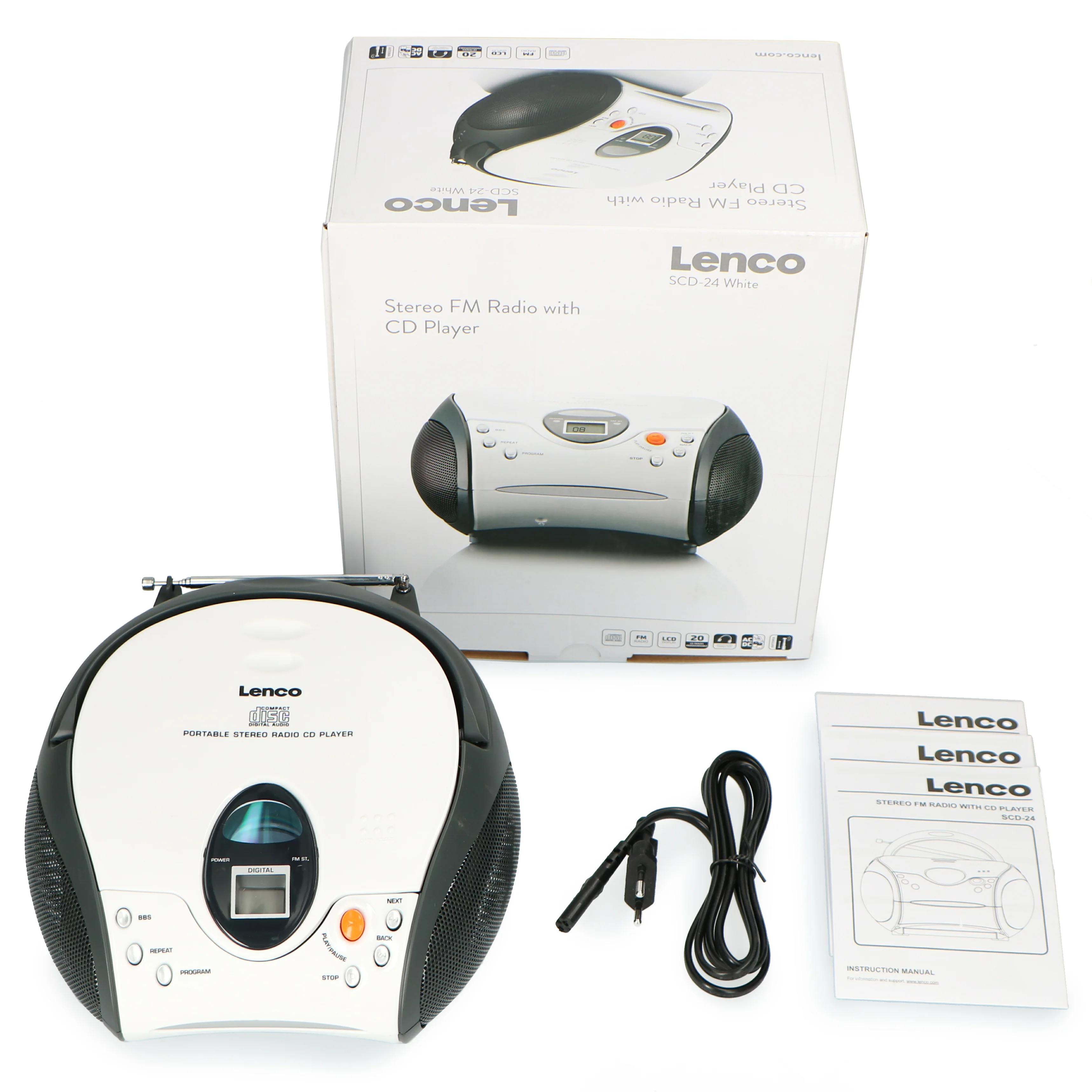 LENCO SCD-24 white - Draagbare stereo FM radio met CD-speler - Wit - Image 13