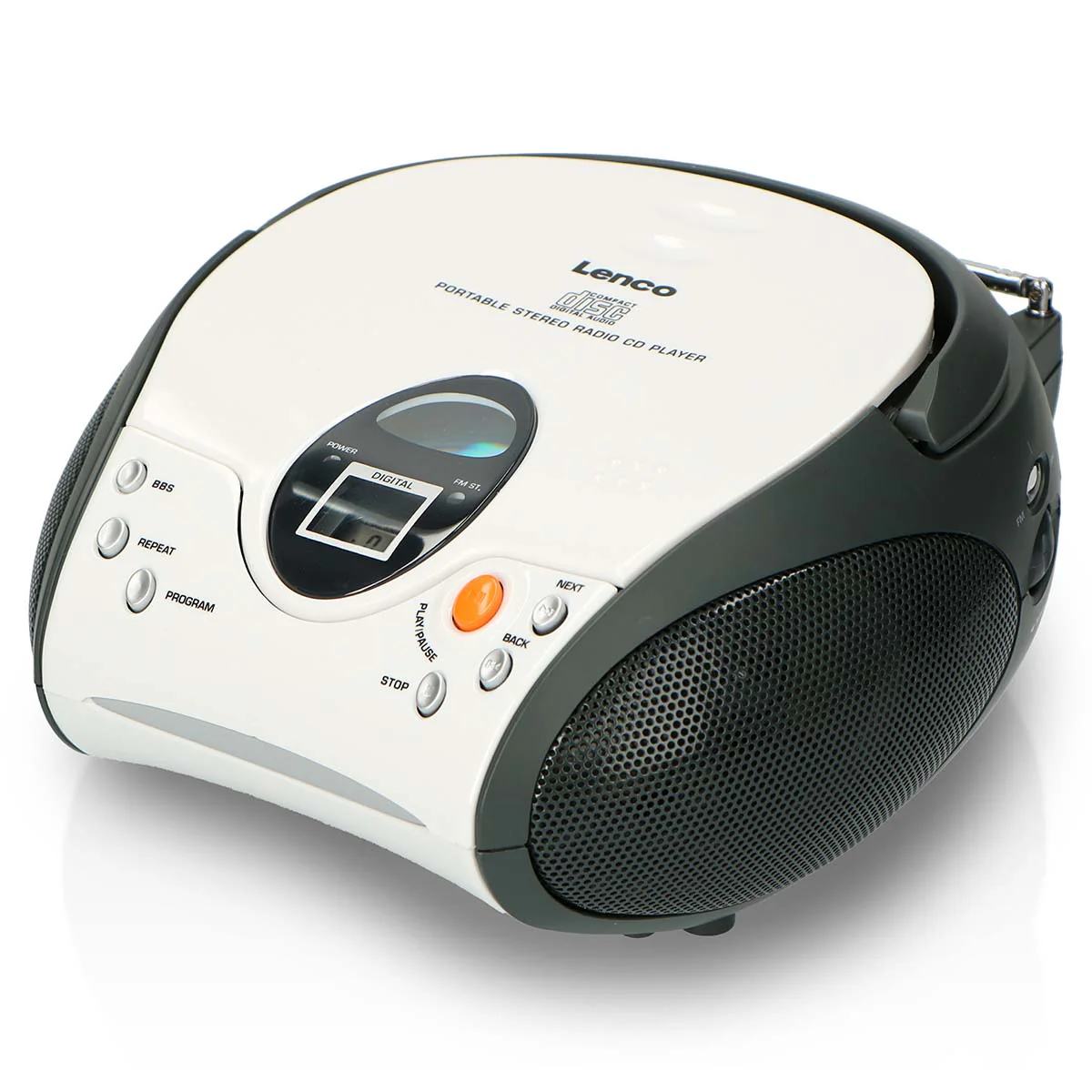 LENCO SCD-24 white - Draagbare stereo FM radio met CD-speler - Wit - Image 6