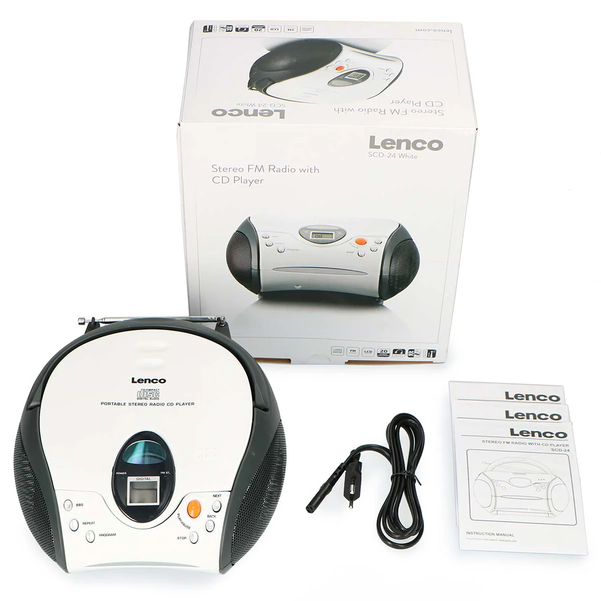 LENCO SCD-24 white - Draagbare stereo FM radio met CD-speler - Wit - Image 15