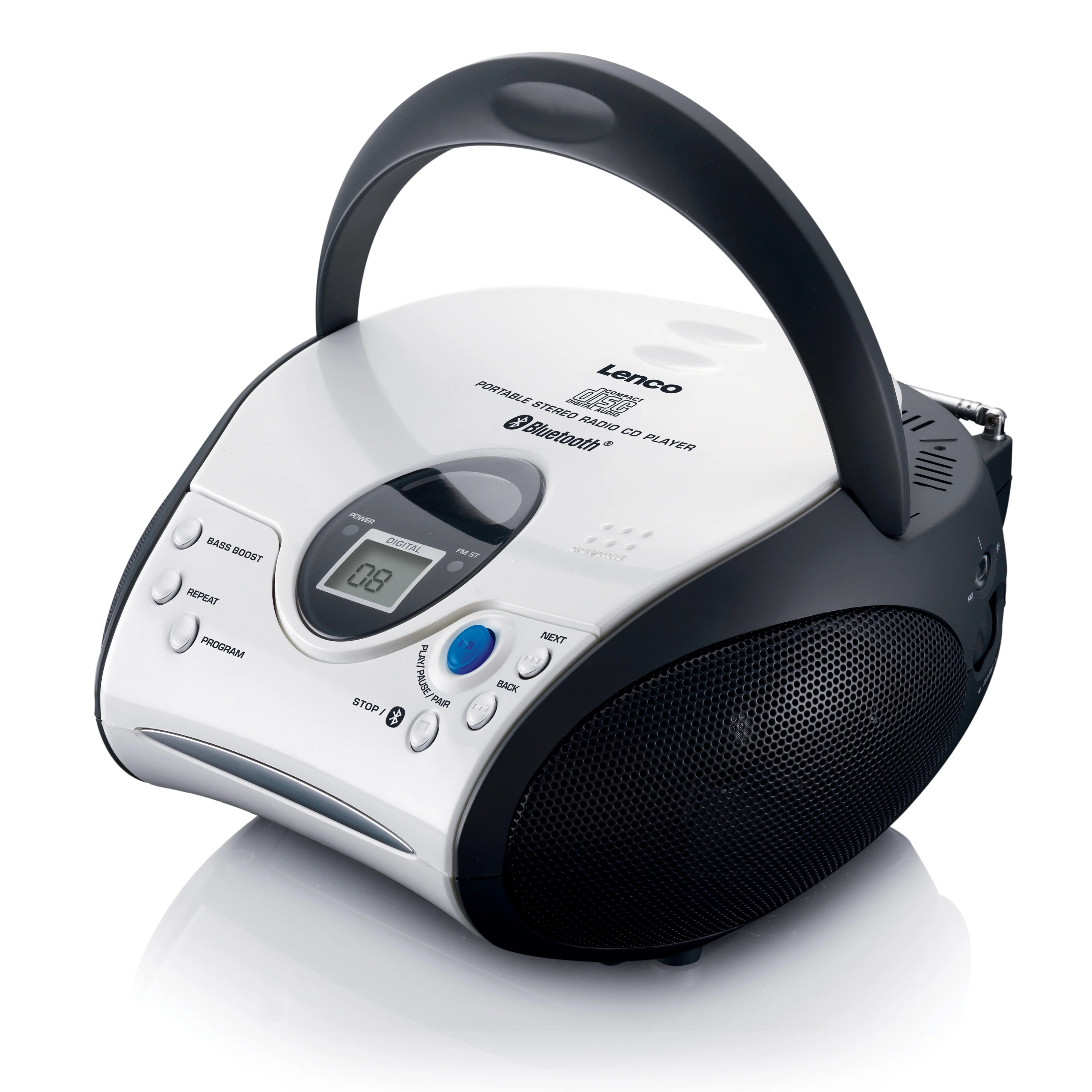 LENCO SCD-24BT WHBK - Draagbare CD-speler met FM radio en Bluetooth®, wit/zwart - Image 3