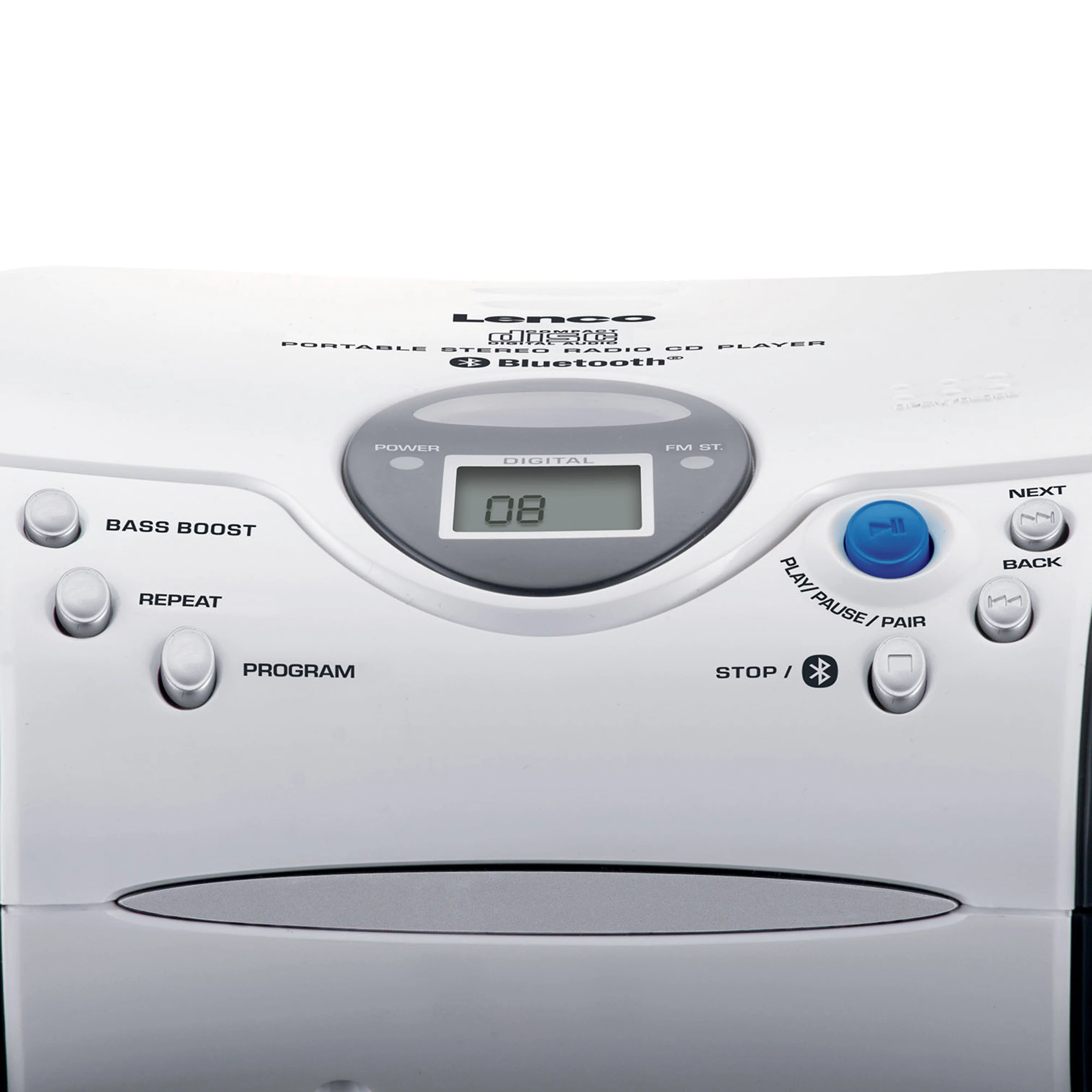 LENCO SCD-24BT WHBK - Draagbare CD-speler met FM radio en Bluetooth®, wit/zwart - Image 4