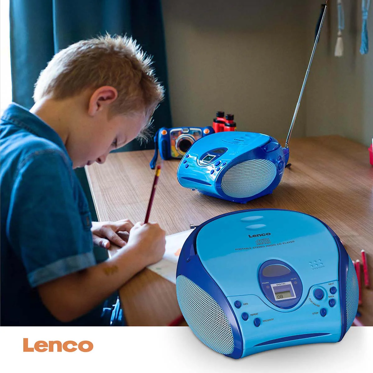 LENCO SCD-24BU kids - Draagbare stereo FM radio met CD-speler - Blauw - Image 12