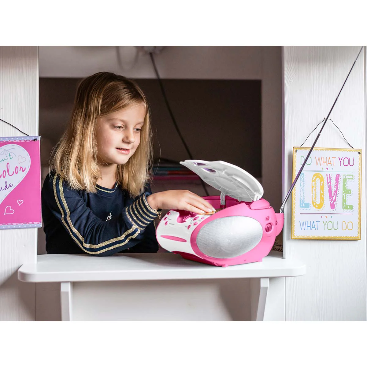 LENCO SCD-24PK kids - Draagbare stereo FM radio met CD-speler - Roze - Image 10